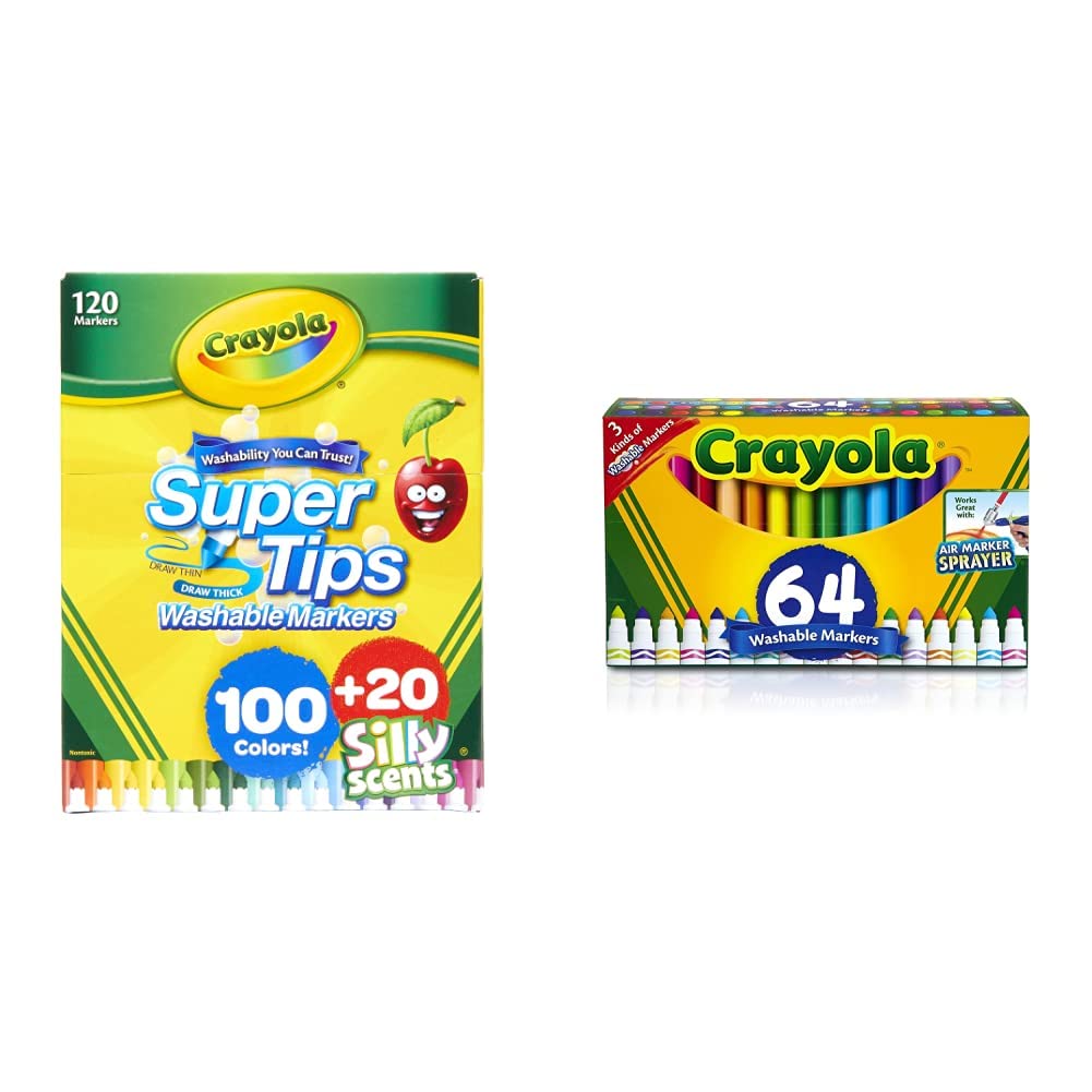 Crayola Super Tips Bulk Marker Set - 120 Count Washable & Scented Markers for Kids, School Supplies, Art Projects, Window & Gel Markers - Perfect for Classroom, Birthday Gifts & Creative Drawing Activities