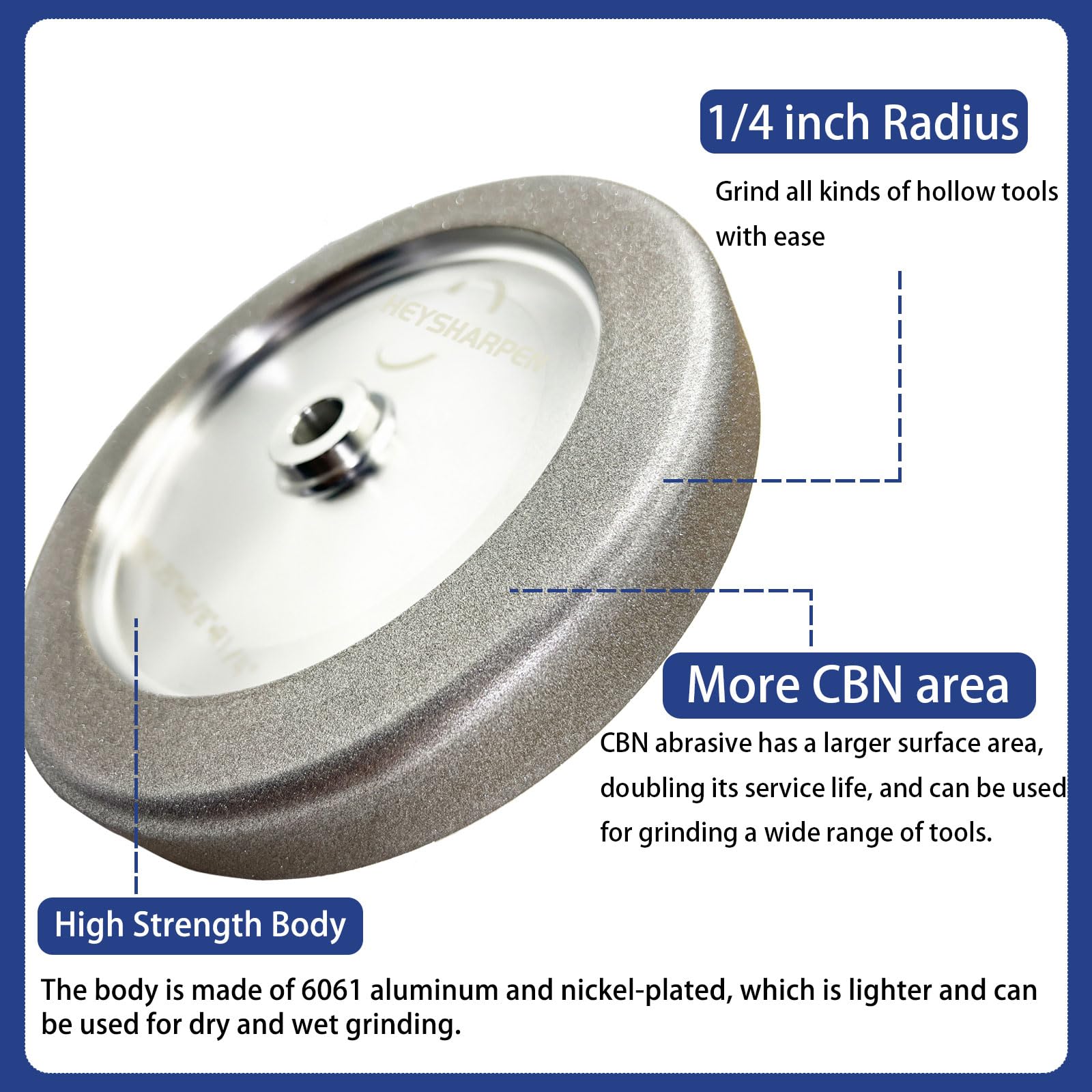 4 in 1 CBN Grinding Wheel 8 Inch 320 Grit, 1.25