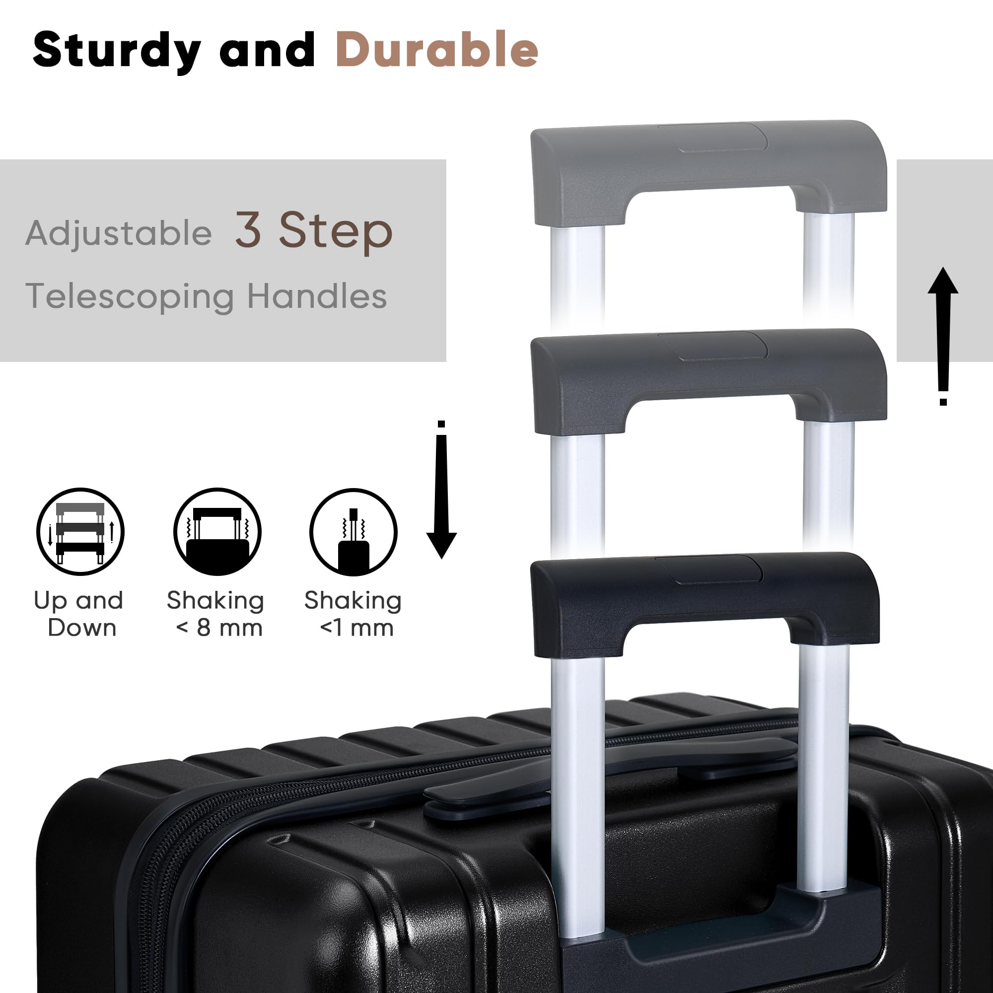 SHOWKOO 3-Piece Hardside Luggage Set - 100% Polycarbonate Ultra Durable Expandable Suitcases with TSA Lock & 360° Spinner Wheels (20in, 24in, 28in, Black) - Perfect for International Travel, Family Vacations & Business Trips