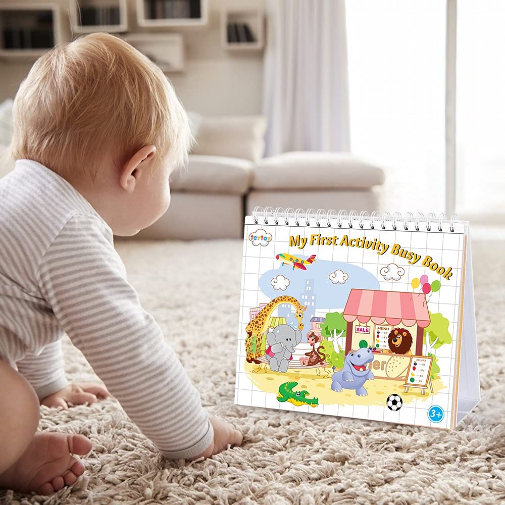 My First Baby Activity Busy Book - Montessori Toddler Learning Toy with Matching Game Puzzle | Early Educational Sensory Busy Board for Travel & Home Play