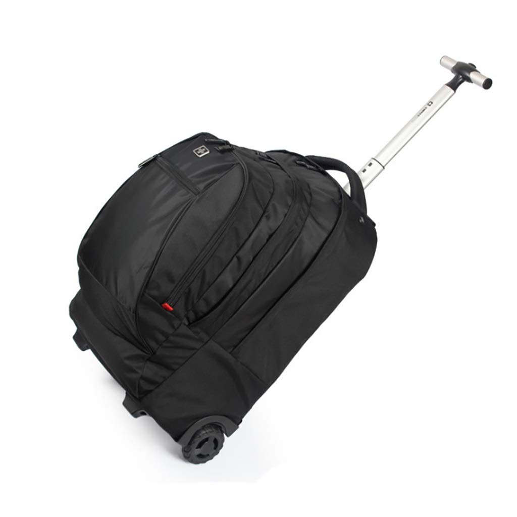 Black Wheeled Trolley Bag for Business Travel - 16 Inch Laptop Backpack with Wheels (35x28.5x50cm) - Perfect for Airplane Carry-On & Mobile Office Professionals
