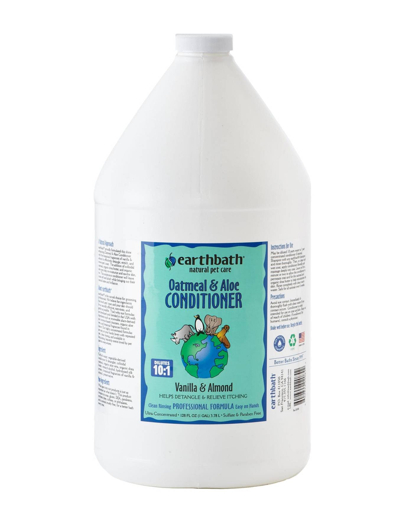 Earthbath Oatmeal & Aloe Pet Conditioner for Dogs & Cats - Soothes Dry, Itchy Skin (16oz/1gal) - Perfect for Bath Time & Post-Grooming Care