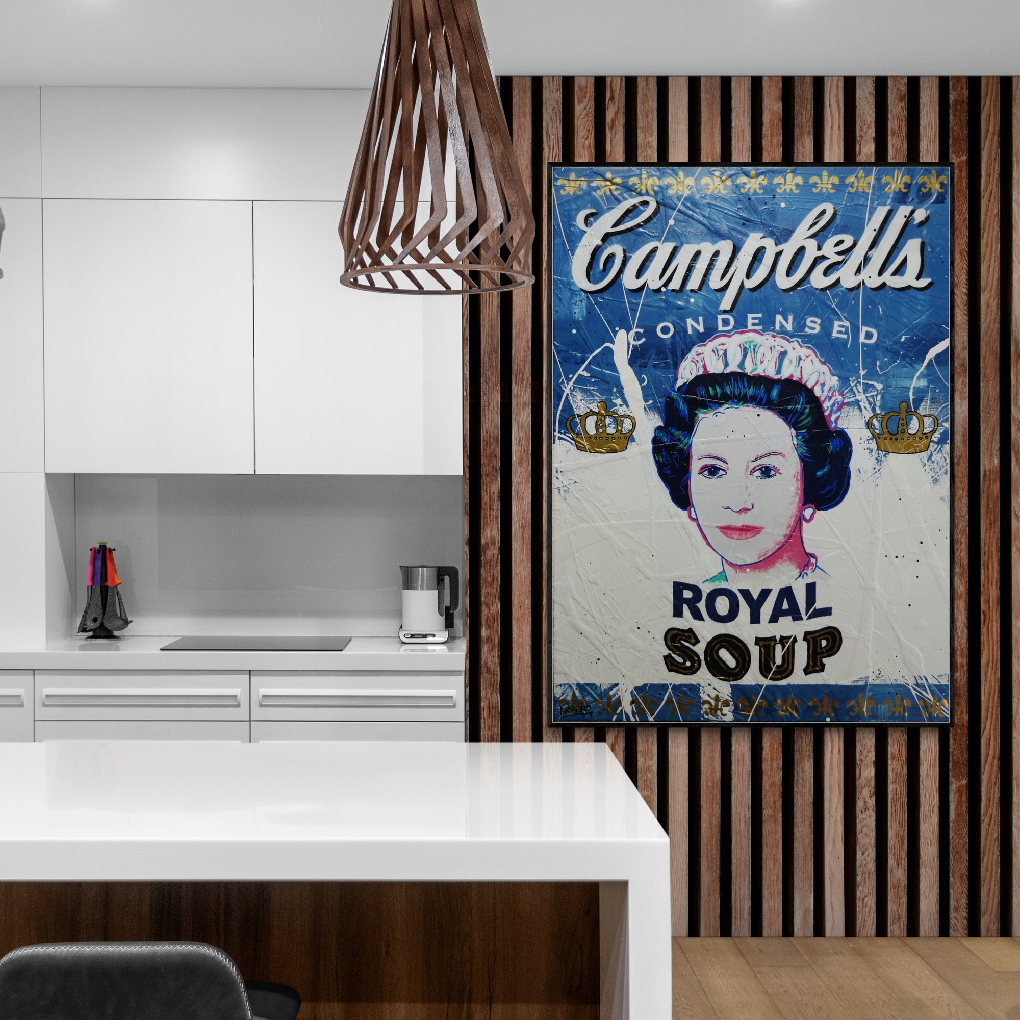 Campbell's Soup Textured Urban Pop Art Painting - 100cm x 140cm Wall Decor for Living Room, Bedroom & Office | Andy Warhol Inspired Canvas Artwork