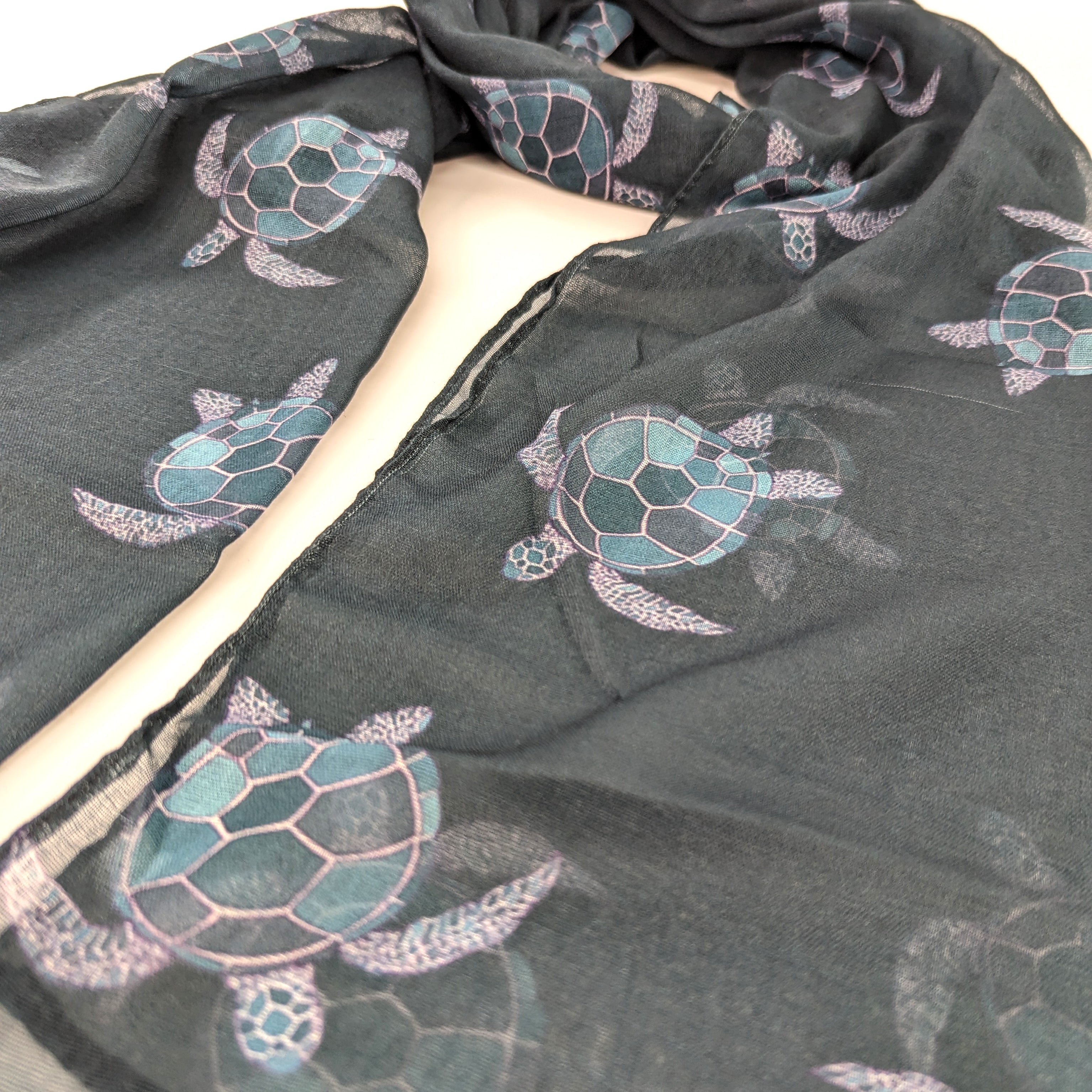 Talia the Turtle Print Scarf - Soft & Stylish Sky Blue Fashion Scarf (50x180cm) - Perfect for Women's Winter Accessories, Gift Ideas & Casual Outfits