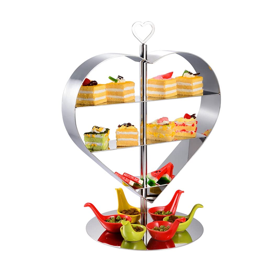 Heart-Shaped Stainless Steel Cake Stand - Elegant Dessert Display for Buffet, Wedding, Party & Cold Meal Decoration | Creative Table Centerpiece for Special Occasions