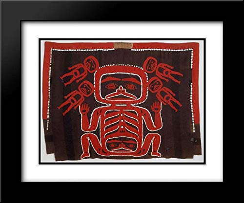Tsimshian Culture Button Blanket Dance Cape - 24x20 Modern Black Framed Double Matted Museum Art Print - Native American Wall Decor for Living Room, Office & Cultural Spaces