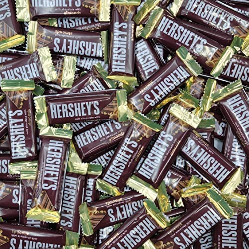 Hershey's Milk Chocolate with Almonds Snack Size Candy Bars - Crunchy Whole Almonds in Classic Milk Chocolate - Individually Wrapped Bulk Pack (4 Pound) - Perfect for Parties, Office Snacks & Halloween Treats