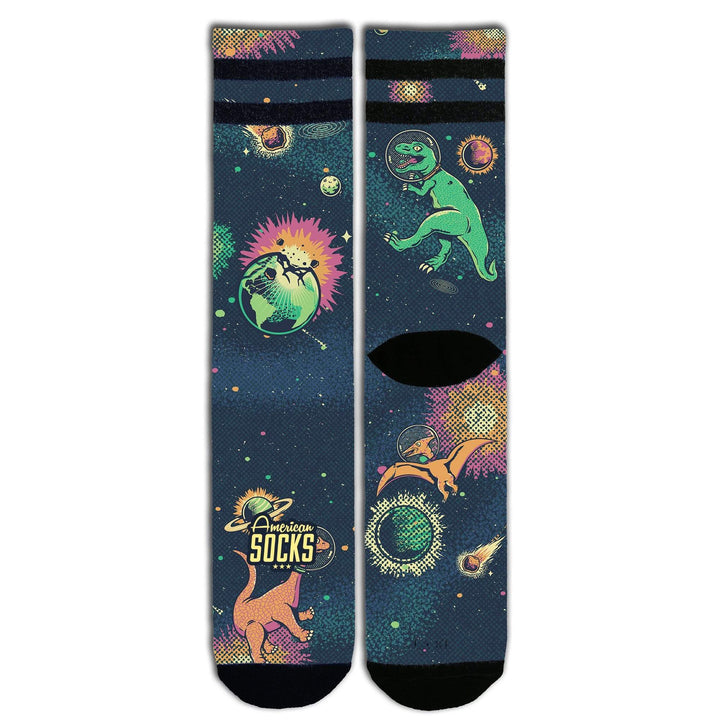 American Socks Signature Space Dino Mid High - Trendy Crew Socks for Men & Women - Perfect for Casual Wear, Sports & Gifts