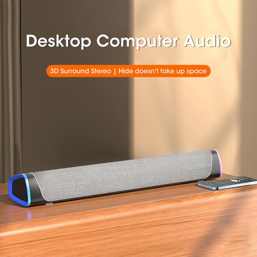 Rordigo 4D Soundbar with Subwoofer - Bluetooth Computer Speakers for PC, Laptop, Notebook - Stereo Audio for Music, Movies & Gaming (Black) - Perfect for Home Office & Entertainment Setup