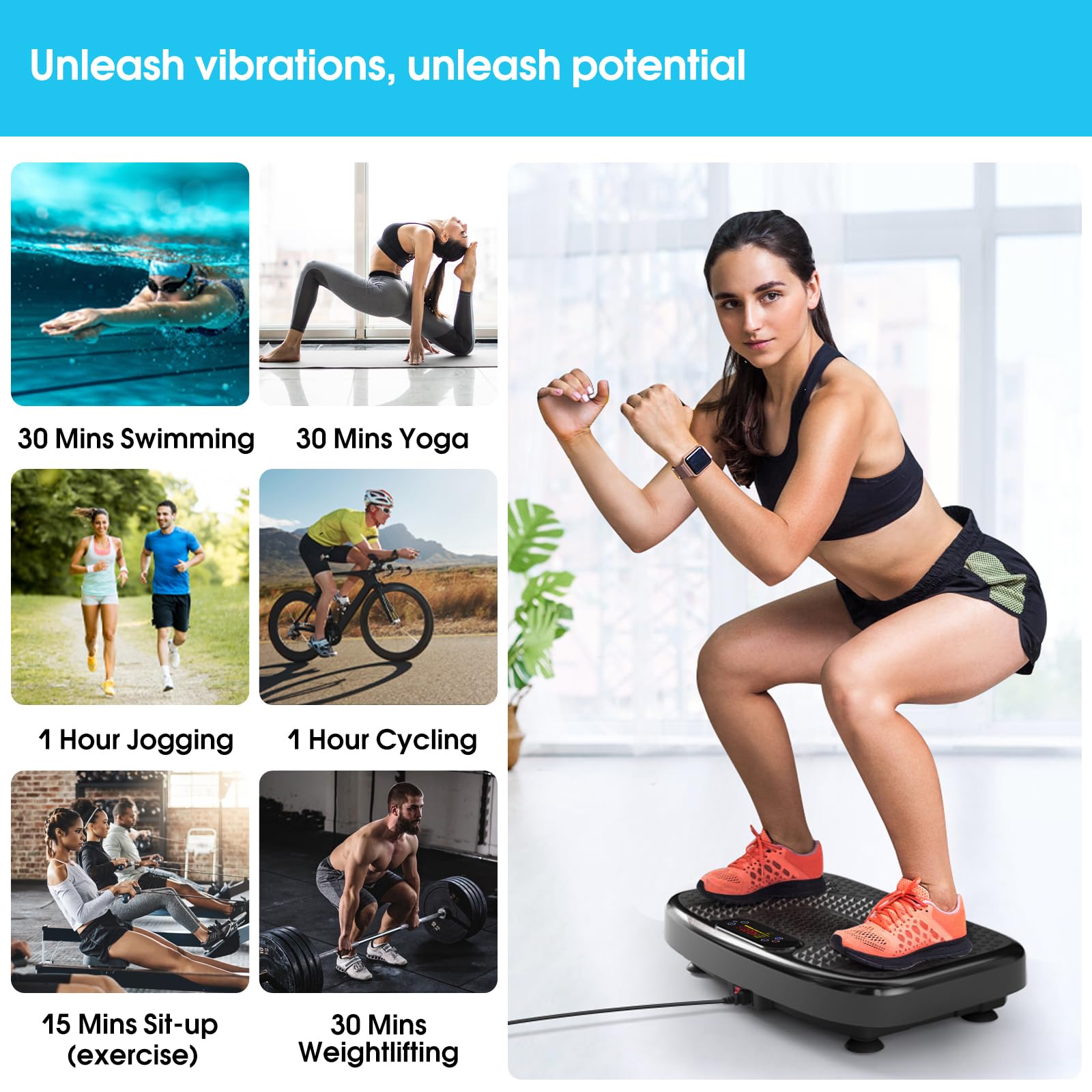 SoftGym Power Vibration Plate Machine - 300-400 lbs Capacity Whole Body Workout Platform for Lymphatic Drainage, Weight Loss & Home Fitness | Ideal for Detox, Circulation & Muscle Recovery
