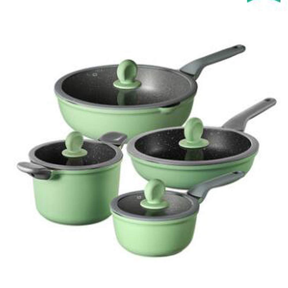HTKLCZ 12-Piece Non-Stick Cookware Set - Induction Compatible Soup Pot, Frying Pan, Milk Pot, Noodle Pot, Wok & Casserole - Perfect for Home Cooking, Family Meals & Restaurant Use