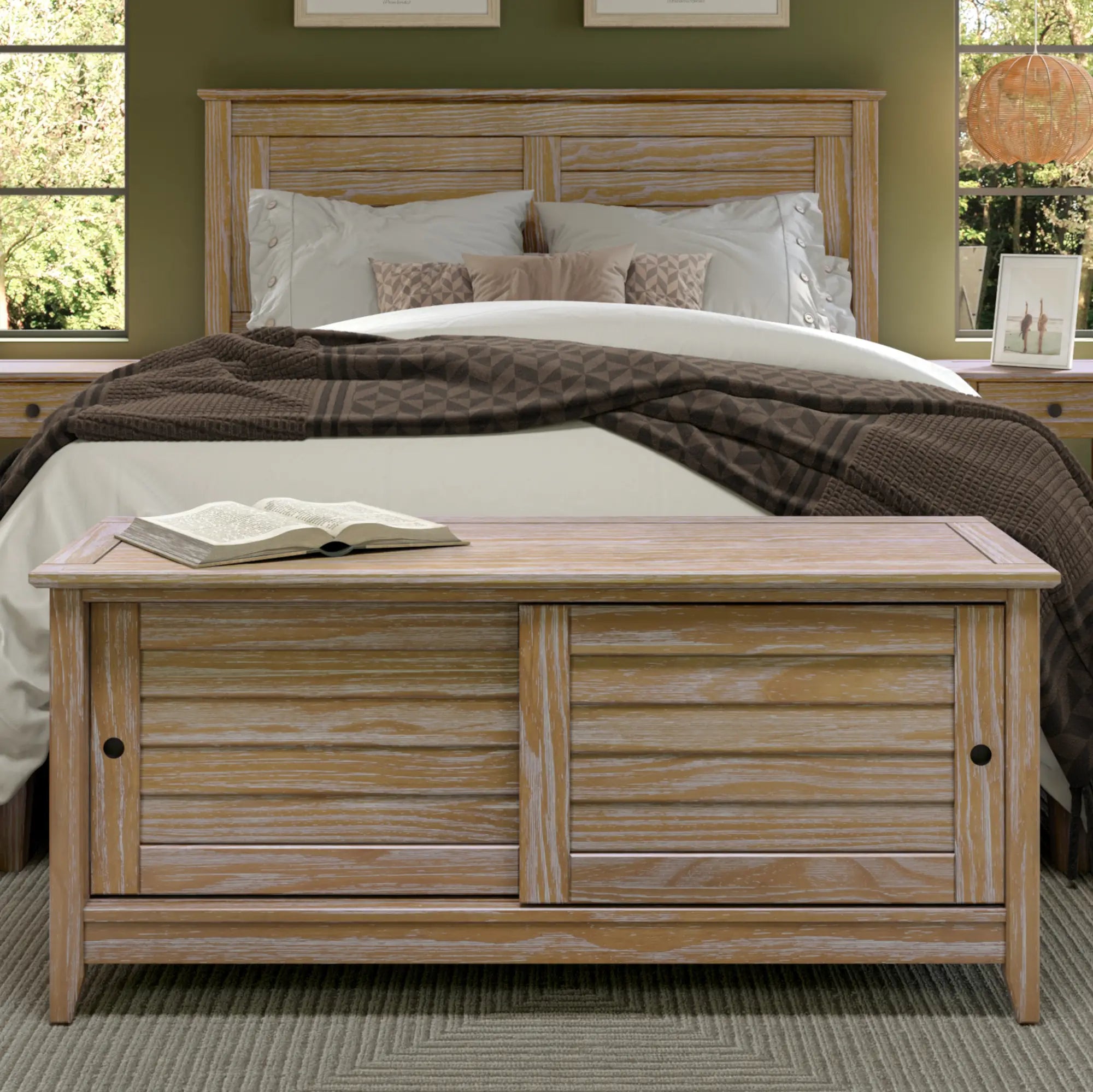 Greenport Storage Bench - Stylish and Functional Entryway Organizer with Seat | Perfect for Hallway, Living Room, and Bedroom Storage Solutions