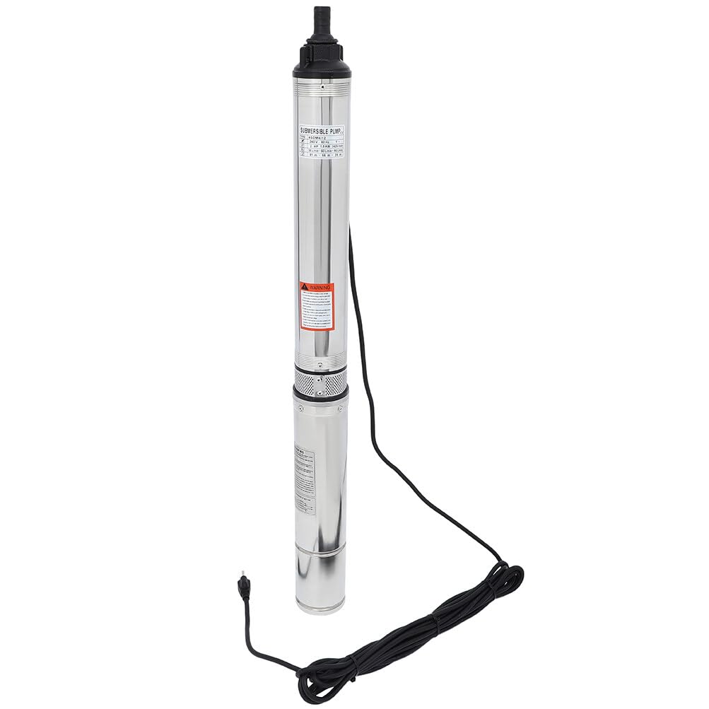 SCITOO 42GPM Deep Well Submersible Water Pump 220V-240V with 440ft Lift & Garden Hose Adapter - Ideal for Irrigation, Farm Water Supply & Home Well Systems