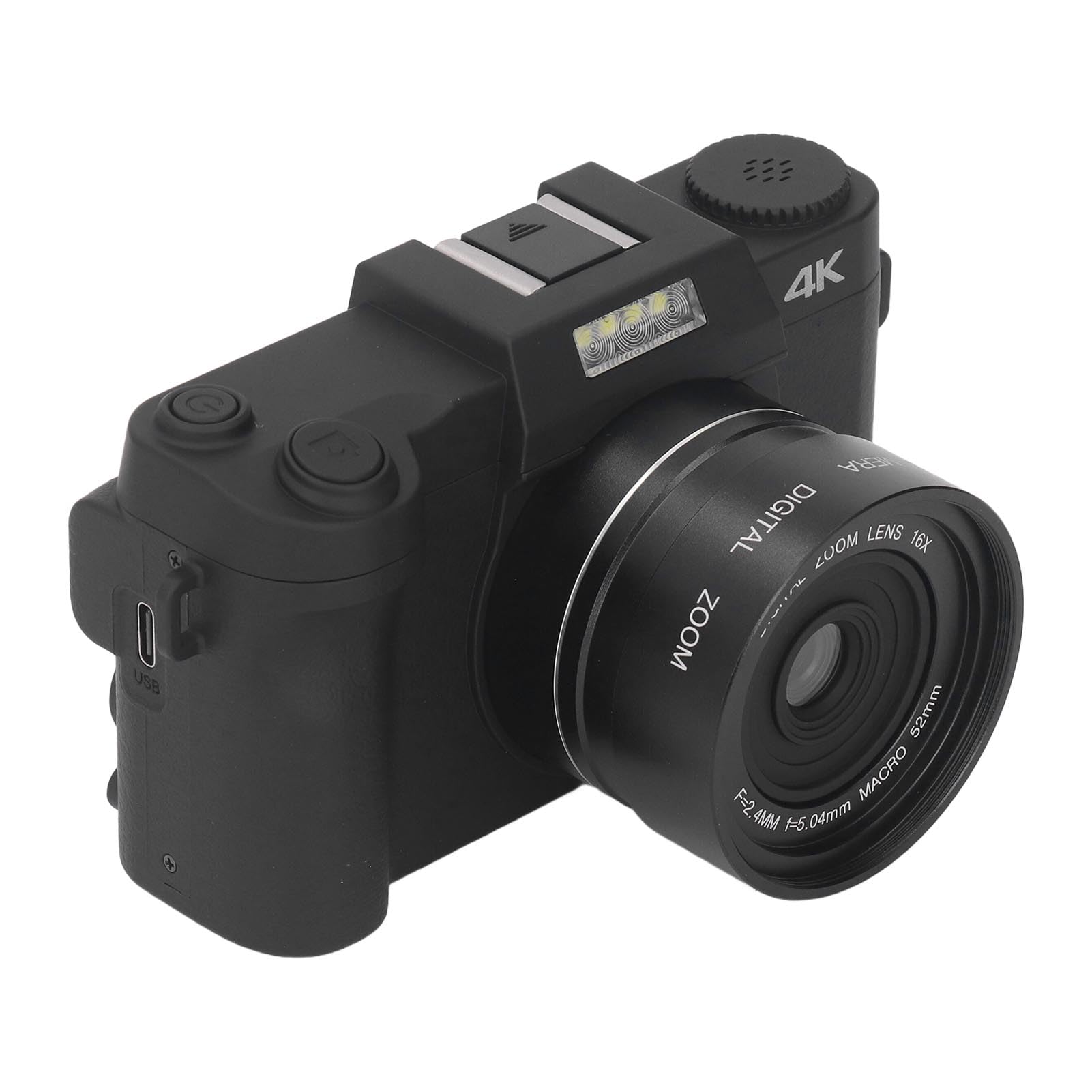 4K Digital Camera with 3.0 Inch IPS Screen - 56MP Vlogging Camera with 16x Digital Zoom, Autofocus & WiFi Connectivity | Hot Shoe Interface, Built-in Fill Light & 1500mAh Battery for YouTube, Travel & Selfie Photography