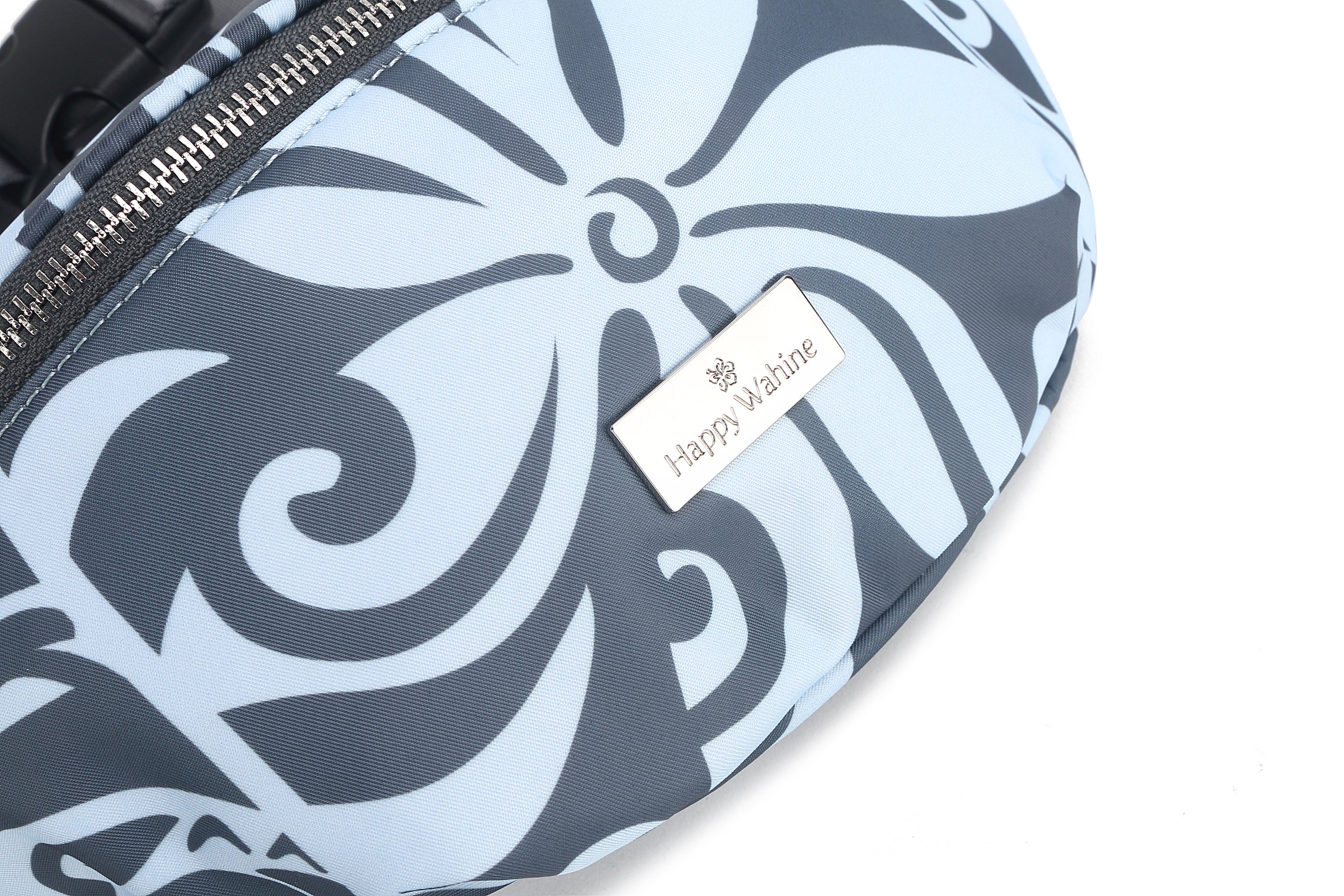 Keʻolu Tapa Tiare Teal Belt Bag - Stylish Waist Pack for Women & Men - Perfect for Travel, Hiking, Running & Everyday Use