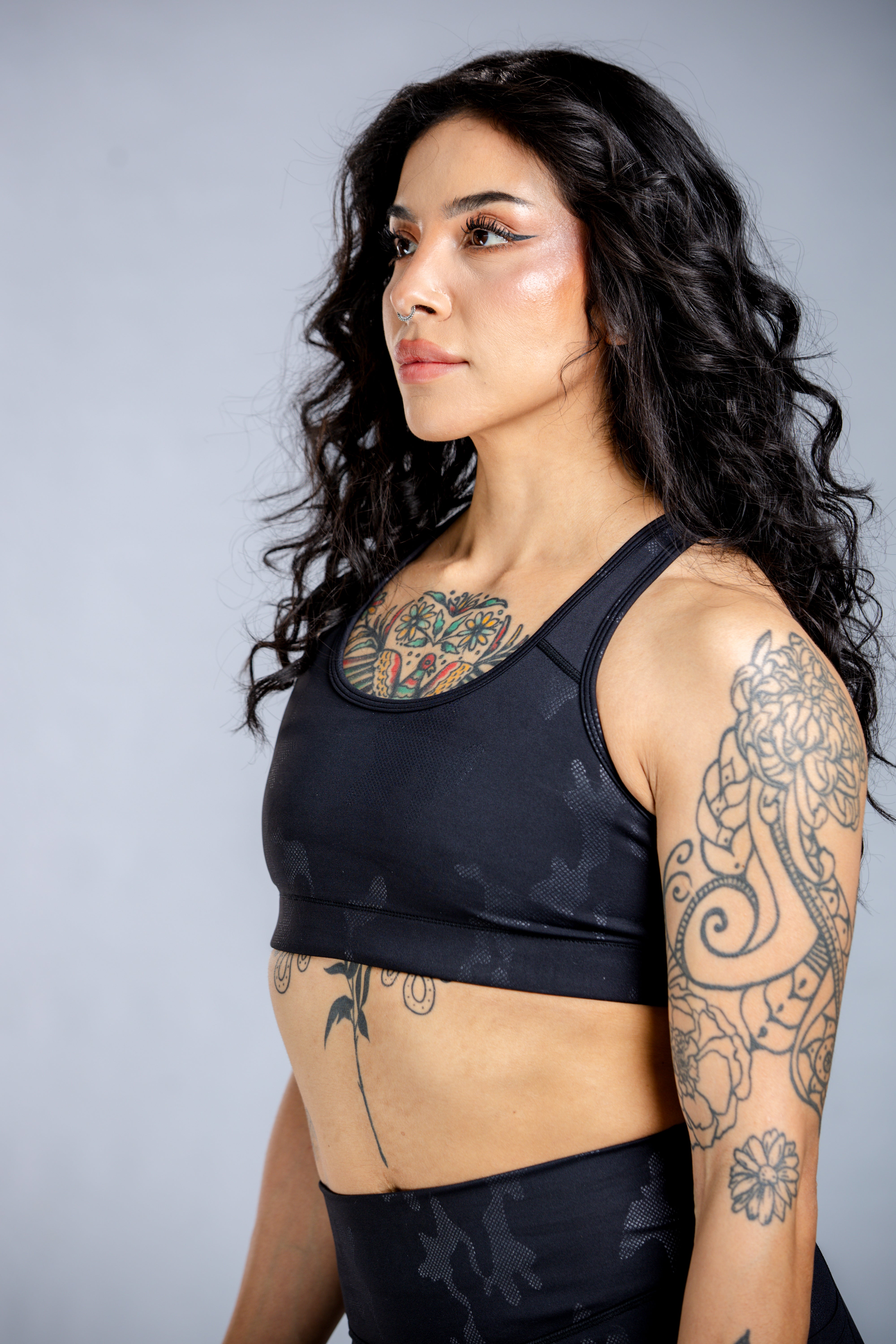 Empowered High Support Sports Bra | Black Camo Print | Workout, Running, Yoga & Gym Essentials for Women