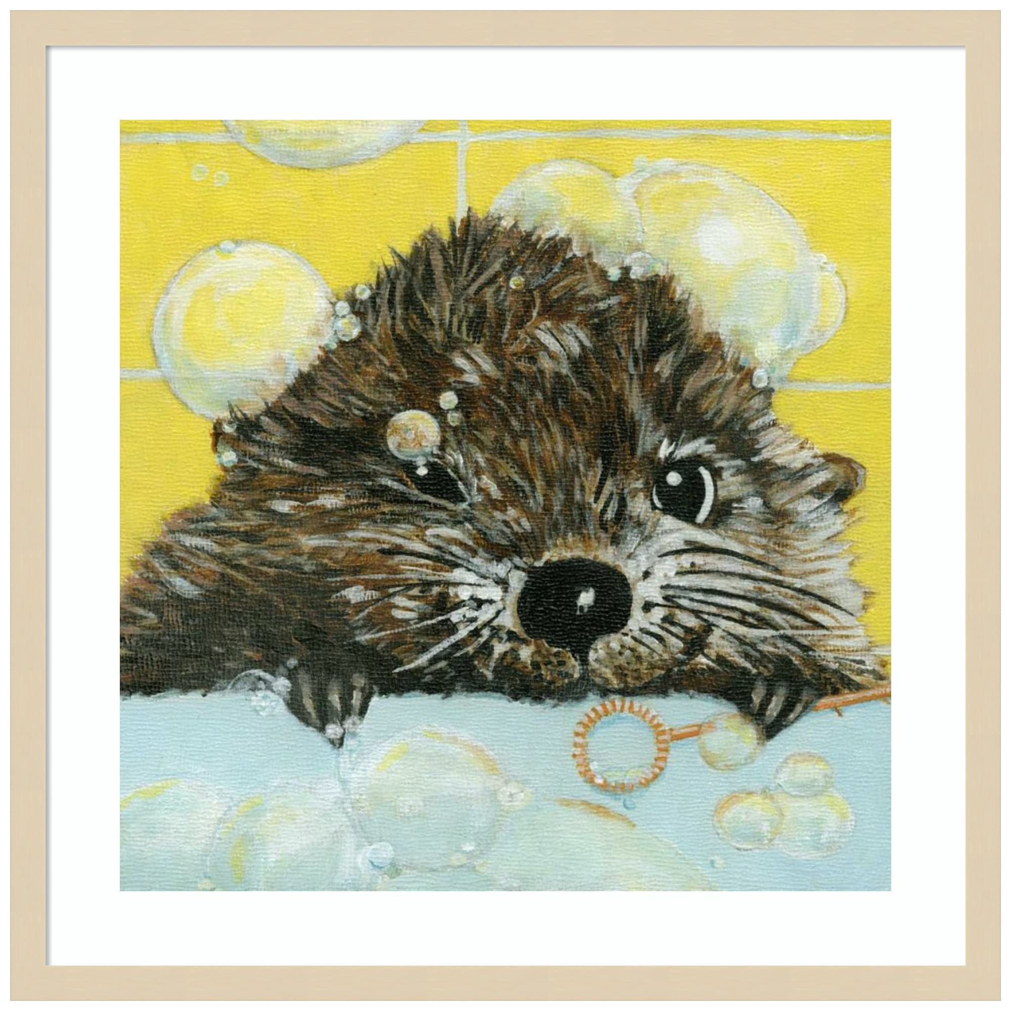 Amanti Art Wood Framed Wall Art Print - Bubbles by Olivia (Beaver) by Dlynn Roll - 25x25 Inches - Svelte Natural Frame - Modern Home Decor for Living Room, Bedroom & Office