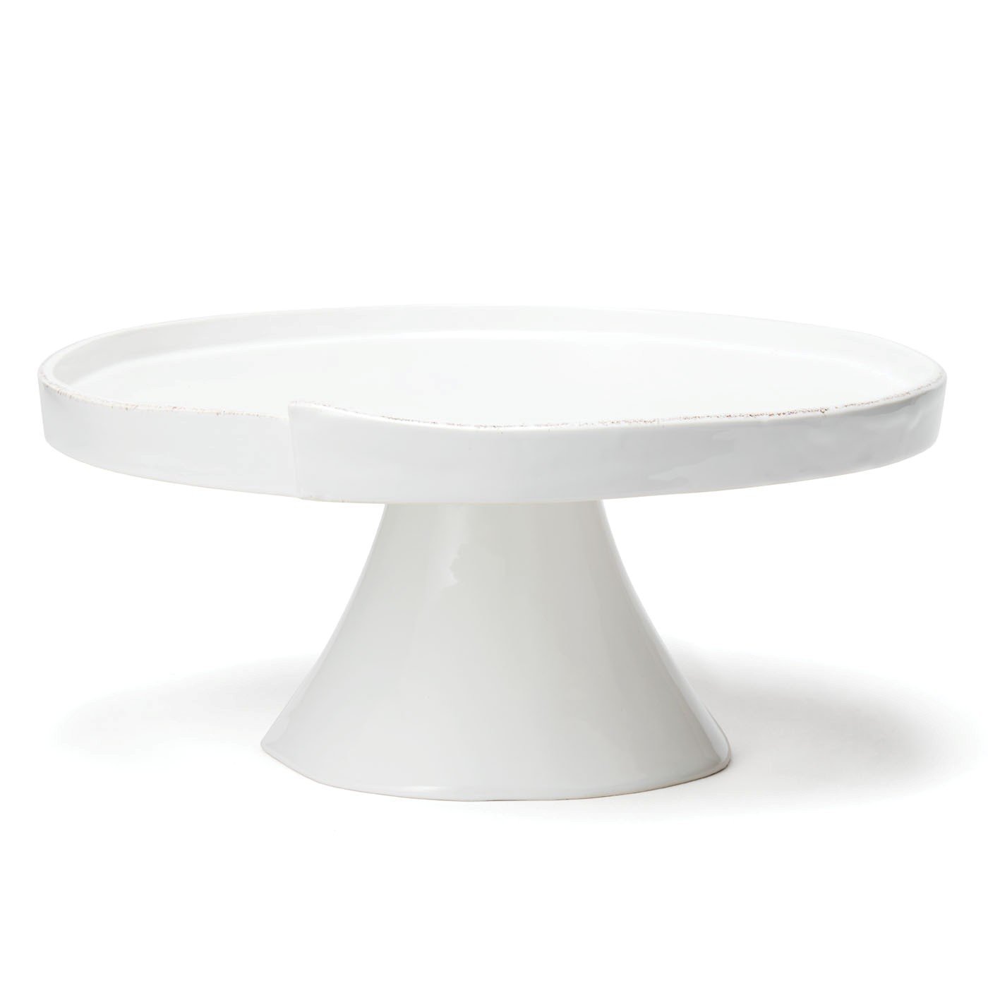 Vietri Lastra White Large Cake Stand Pedestal - 11.25