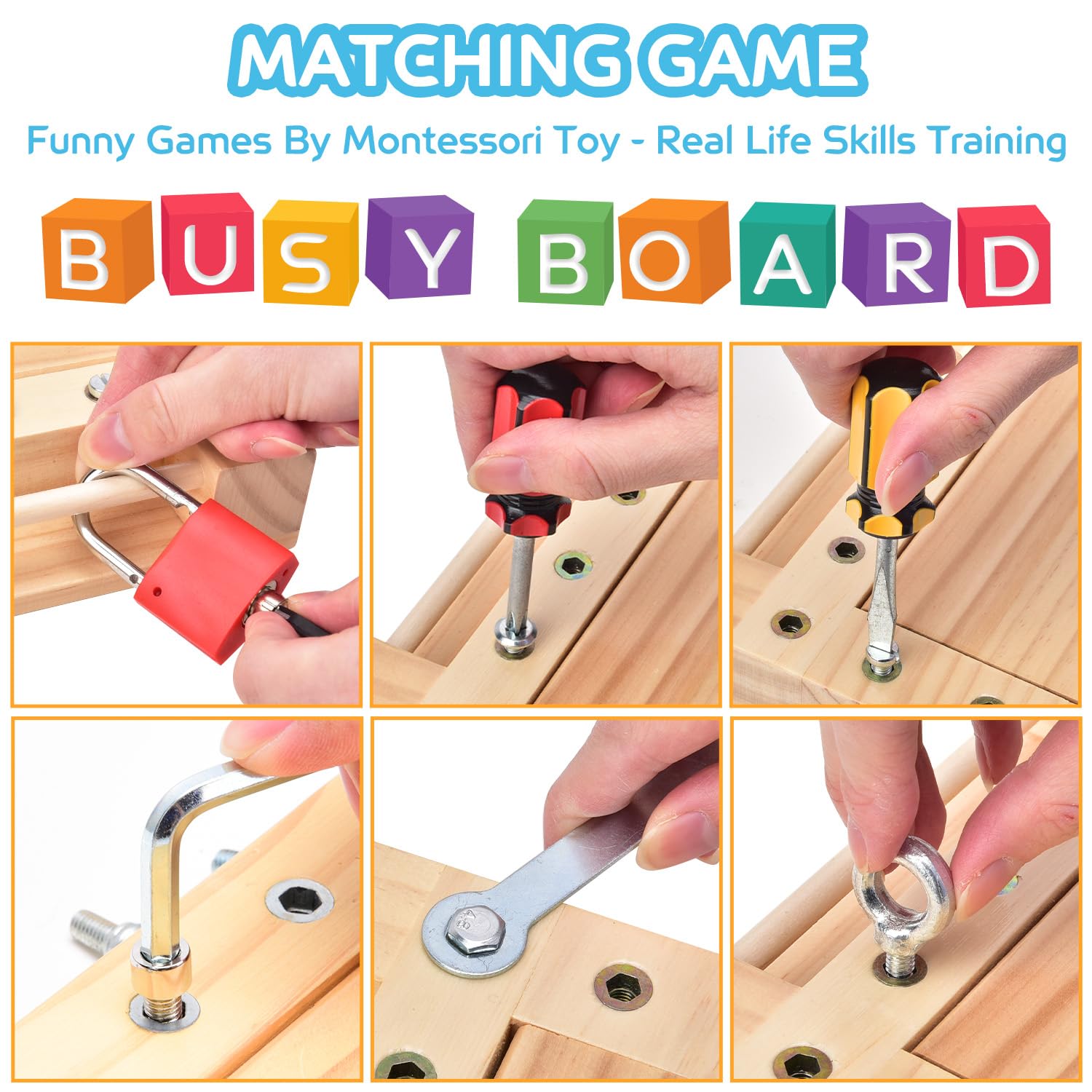 **Montessori Screwdriver Board - Wooden Lock & Key Toy Set for Kids Ages 3+, Sensory Learning Tools with Storage | STEM Educational Toy for Preschoolers & Toddlers (Fine Motor Skills, DIY Pretend Play)**