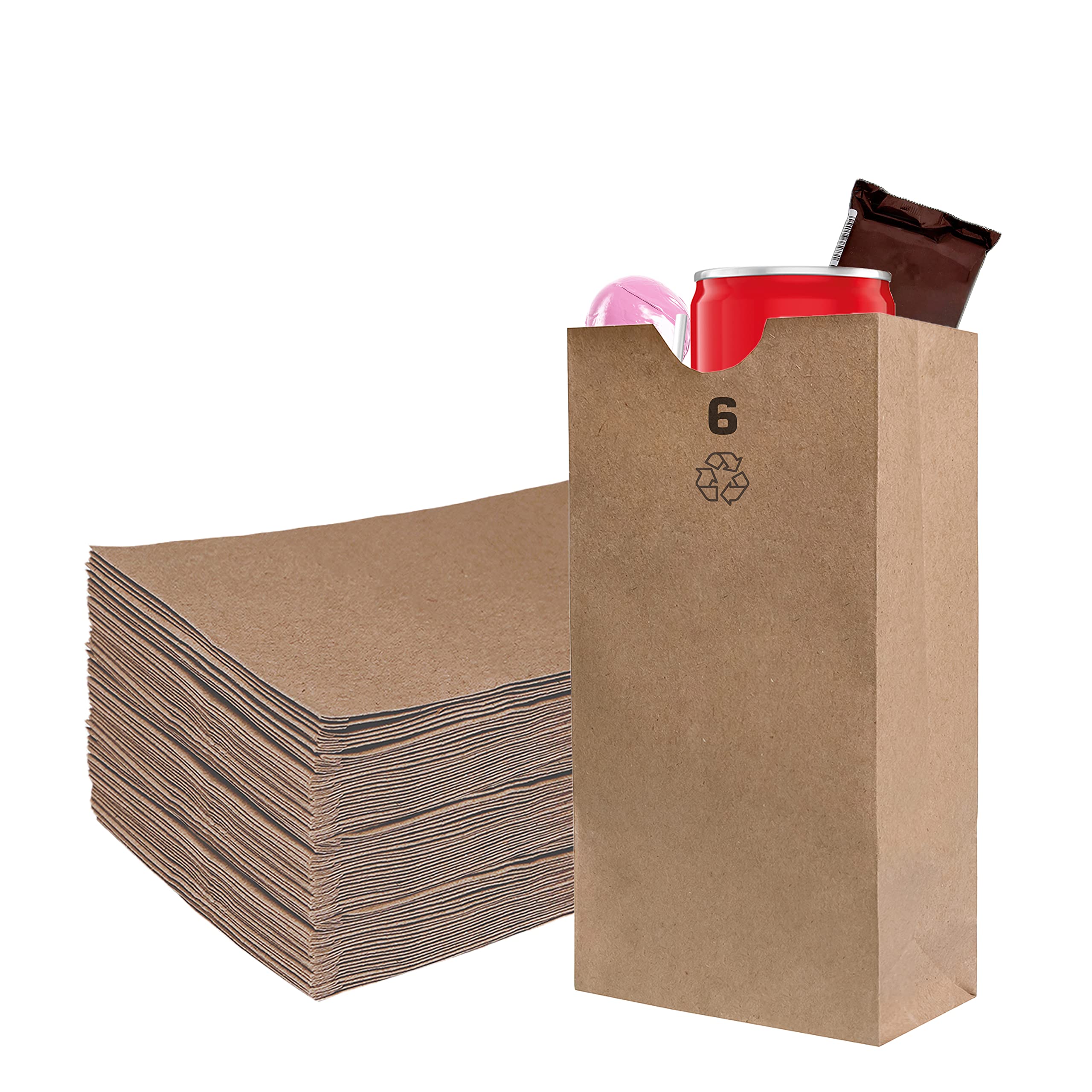 2000 Pack Brown Kraft Paper Bags 6 lb Capacity - Eco-Friendly Lunch Bags for Snacks, Gifts, Groceries & Parties (11