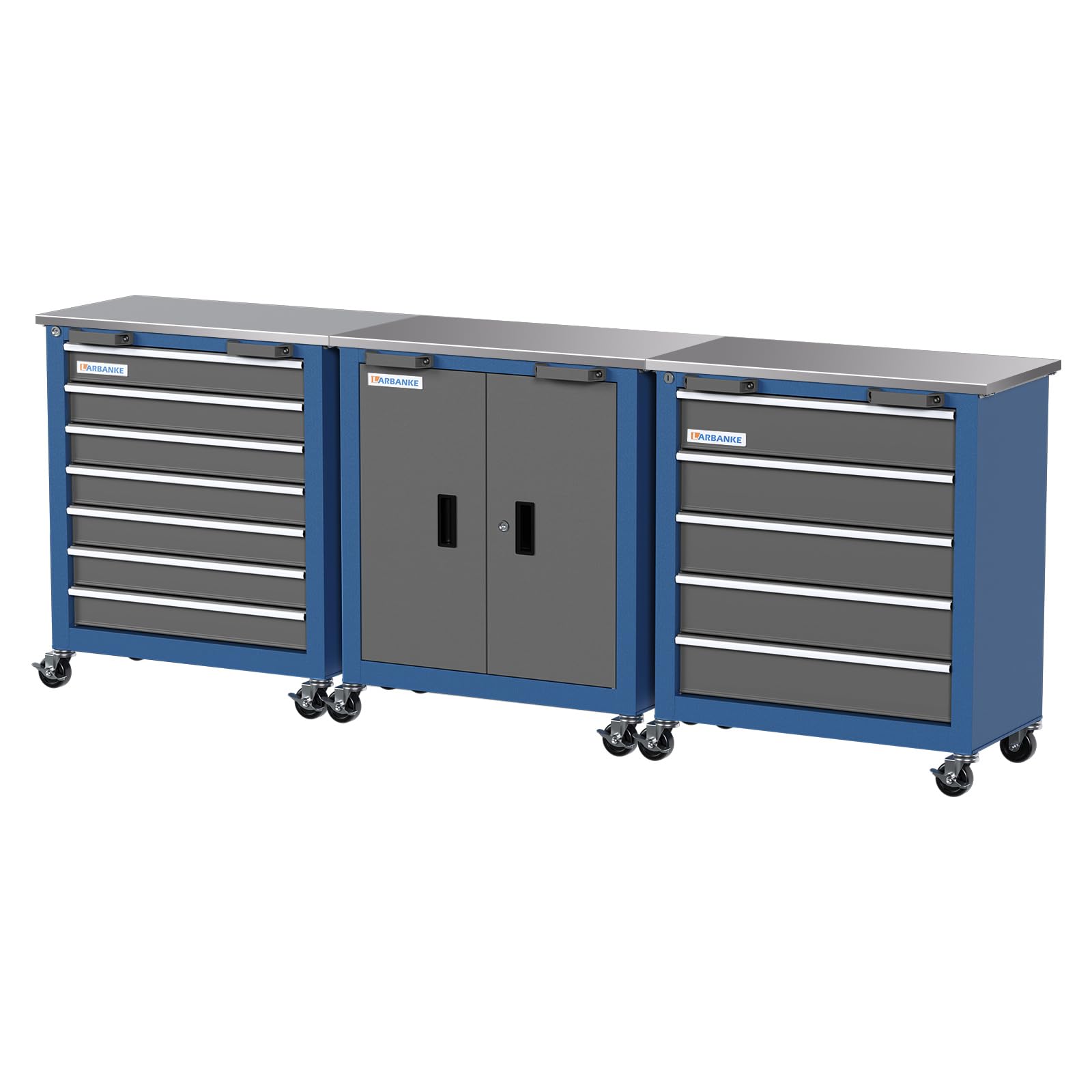 5-Drawer & 7-Drawer Rolling Tool Cabinet with Wheels - Heavy Duty Double Door Tool Chest with Connecting Buckles for Garage, Workshop & Professional Use