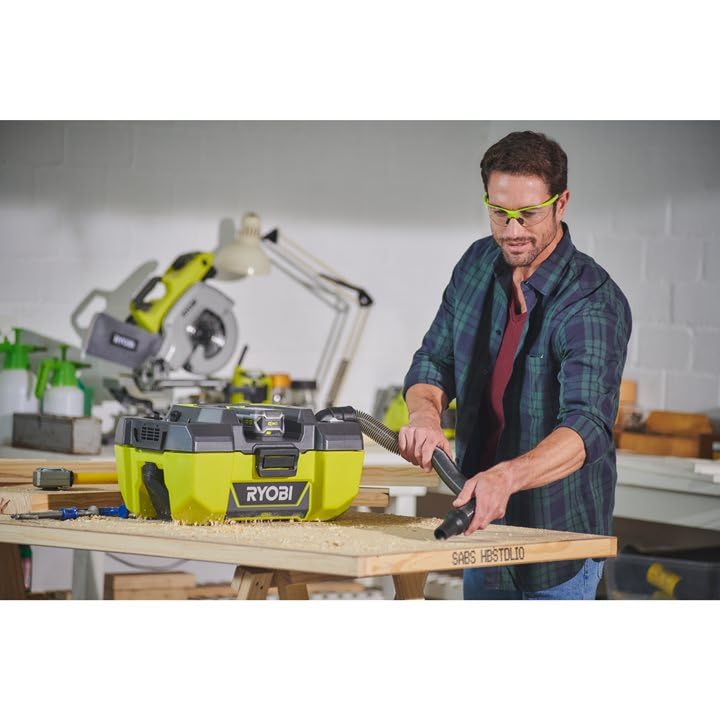 Ryobi ONE+ 18V Cordless Wet/Dry Vacuum Cleaner - 3 Gallon Portable Shop Vac with 4.0Ah Battery & Charger - Ideal for Home Cleaning, Garage Workshop, and DIY Projects