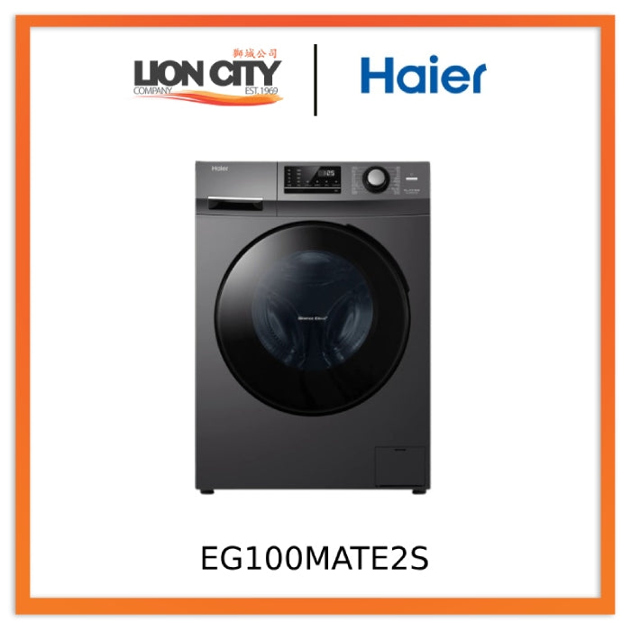 Haier EG100MATE2S 10kg Front Load Washing Machine - BLDC Direct Drive Motor, 1 Year Warranty, 3-Pin Plug - Perfect for Apartments, Laundromats & Small Homes