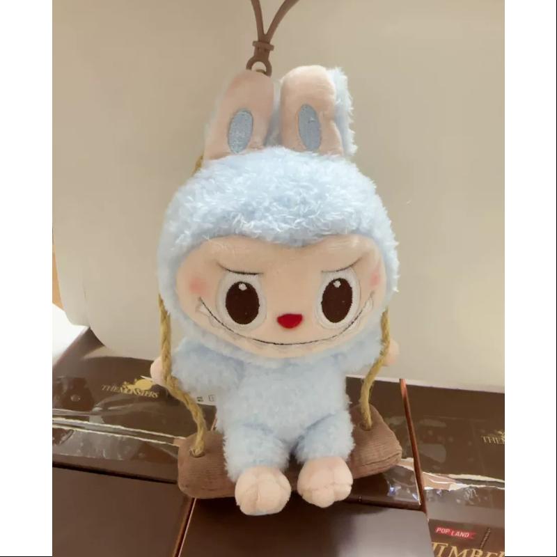 Labubu POP LAND TIMBER WORKSHOP Swing Plush Pendant - Cute Blue Collectible Toy for Display, Gifts & Anime Fans (Perfect for Keychains, Backpacks & Home Decor)