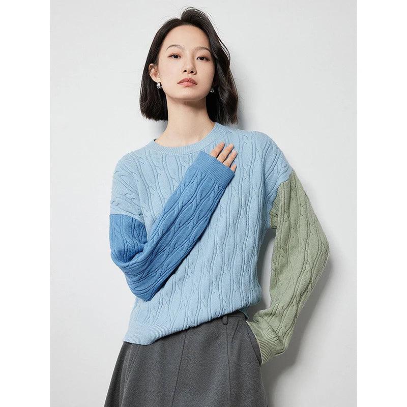 Women's Stylish Multi-Color Wool Pullover Sweater - Cozy Round Neck Knit Top for Fall Fashion | Perfect for Autumn Outfits, Casual Wear & Cold Weather Layering