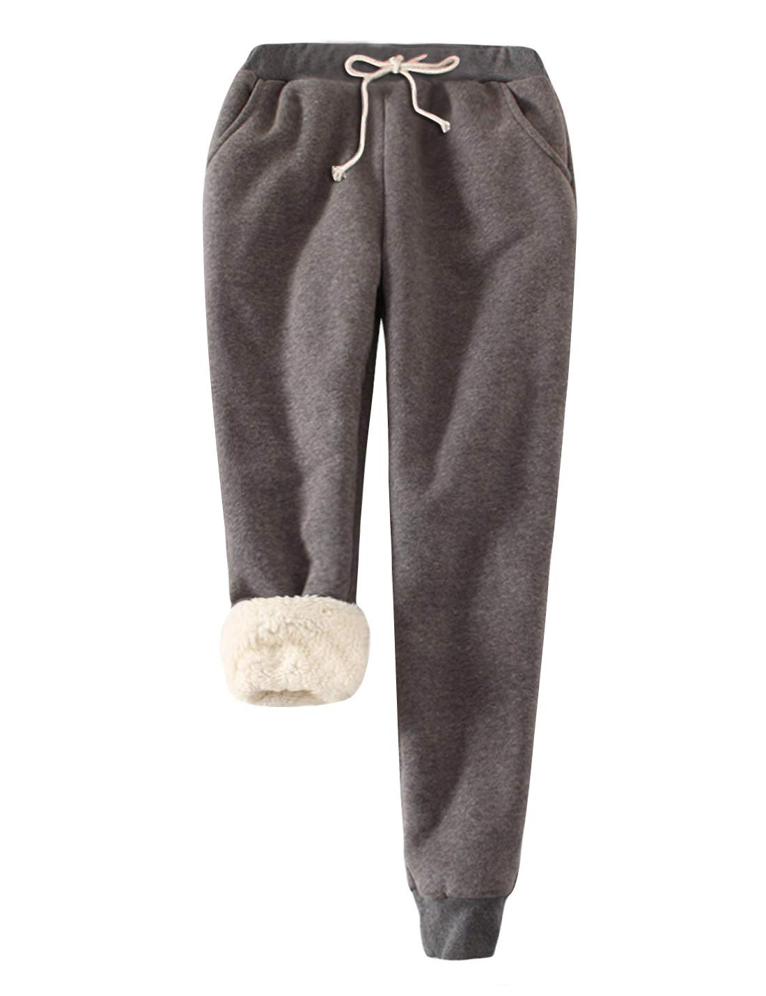Women's Winter Sherpa Lined Sweatpants - Warm Fleece Joggers with Pockets, Soft Athletic Lounge Pants for Running, Yoga & Cold Weather Comfort