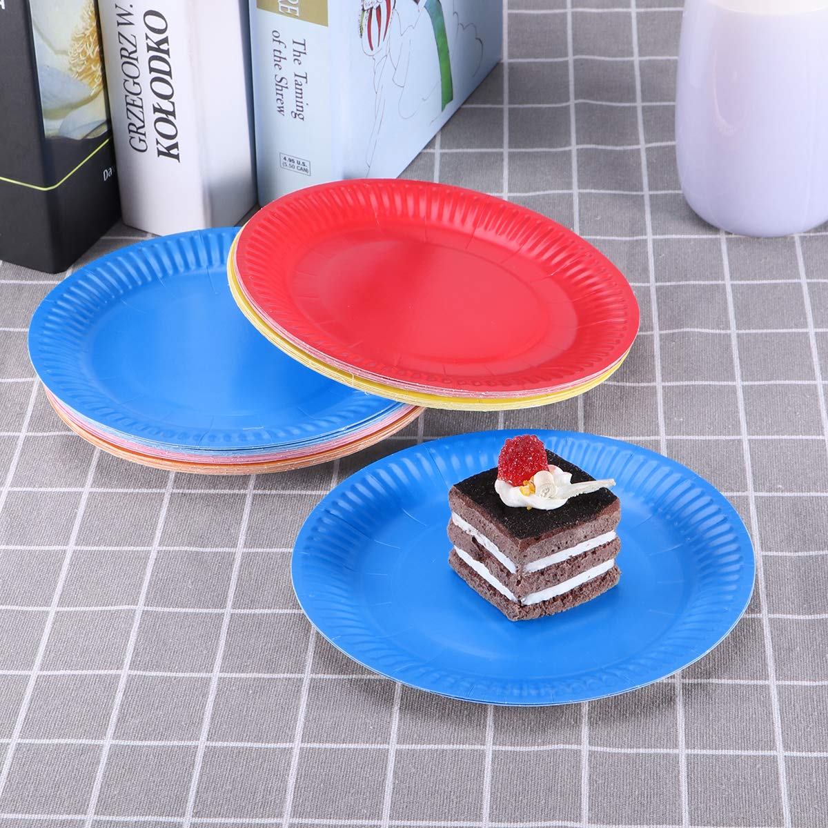 50 Pcs 7 Inch Disposable Paper Plates - Colorful Round Dinner Plates for Birthday Parties, Picnics & Family Gatherings - Eco-Friendly Party Supplies by Toyvian