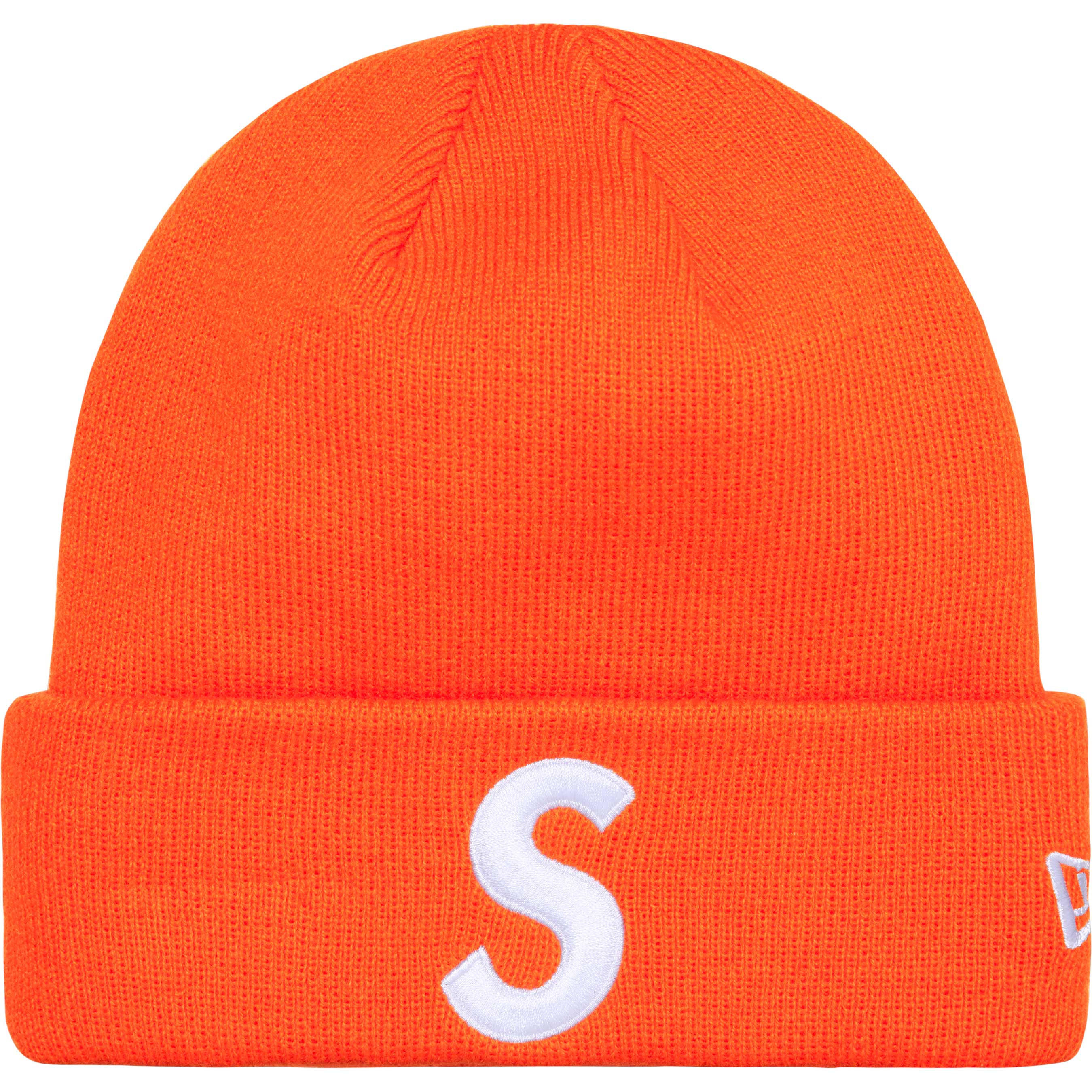 Supreme New Era® S Logo Beanie - Orange Winter Hat for Men & Women - Perfect for Cold Weather, Outdoor Sports, and Streetwear Fashion