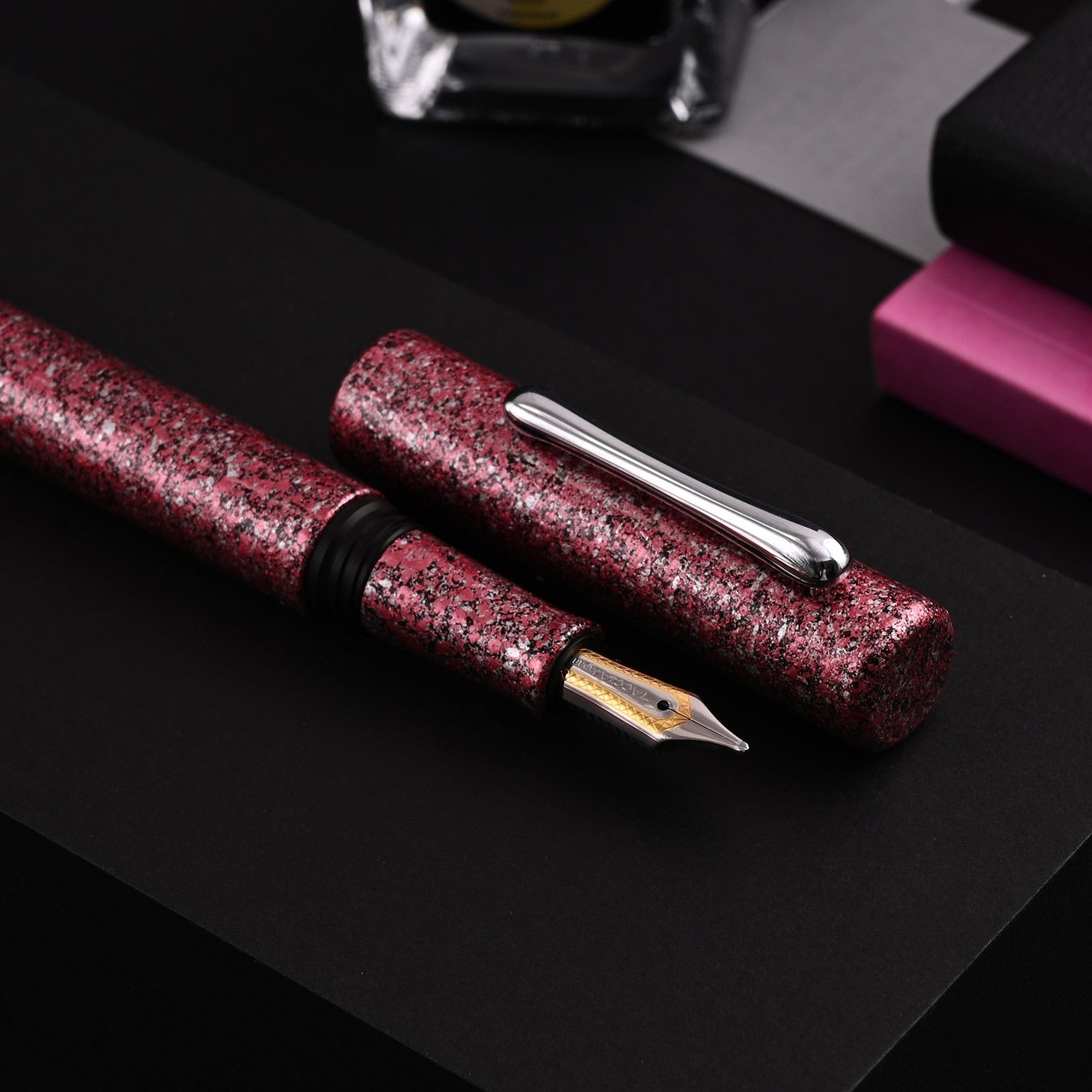Premium Taccia Granite Stone Fountain Pen - Elegant Red CT Design for Writing Enthusiasts | Perfect for Office, Home, and Gift Giving