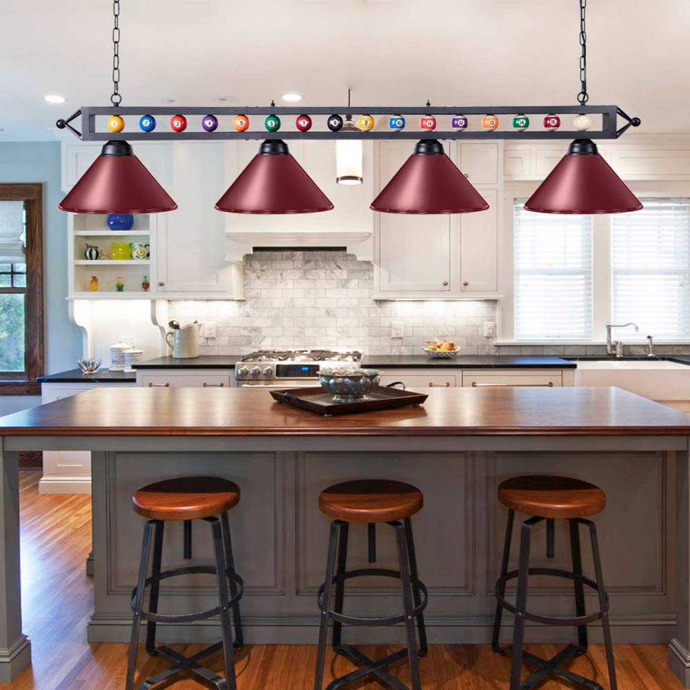 Wellmet 70'' Billiard Table Light - 4-Light Industrial Hanging Fixture for Pool Tables, Game Rooms & Kitchen Islands | Durable Lighting for Home Bars, Man Caves & Entertainment Spaces