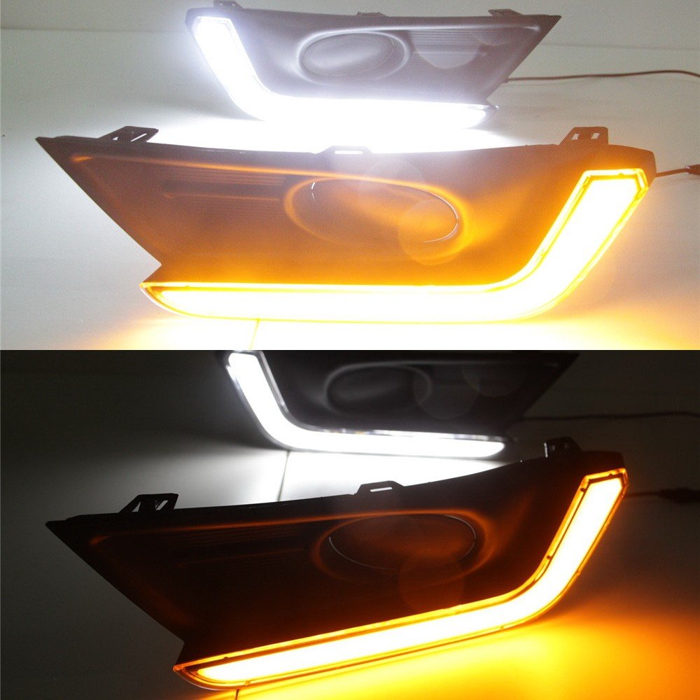 LED Daytime Running Lights for Honda CR-V CRV 2017-2020 Without Fog Lamp Version - Bright White LED DRL with Amber Turn Signals - Easy Installation & Enhanced Visibility for Daytime Safety Driving