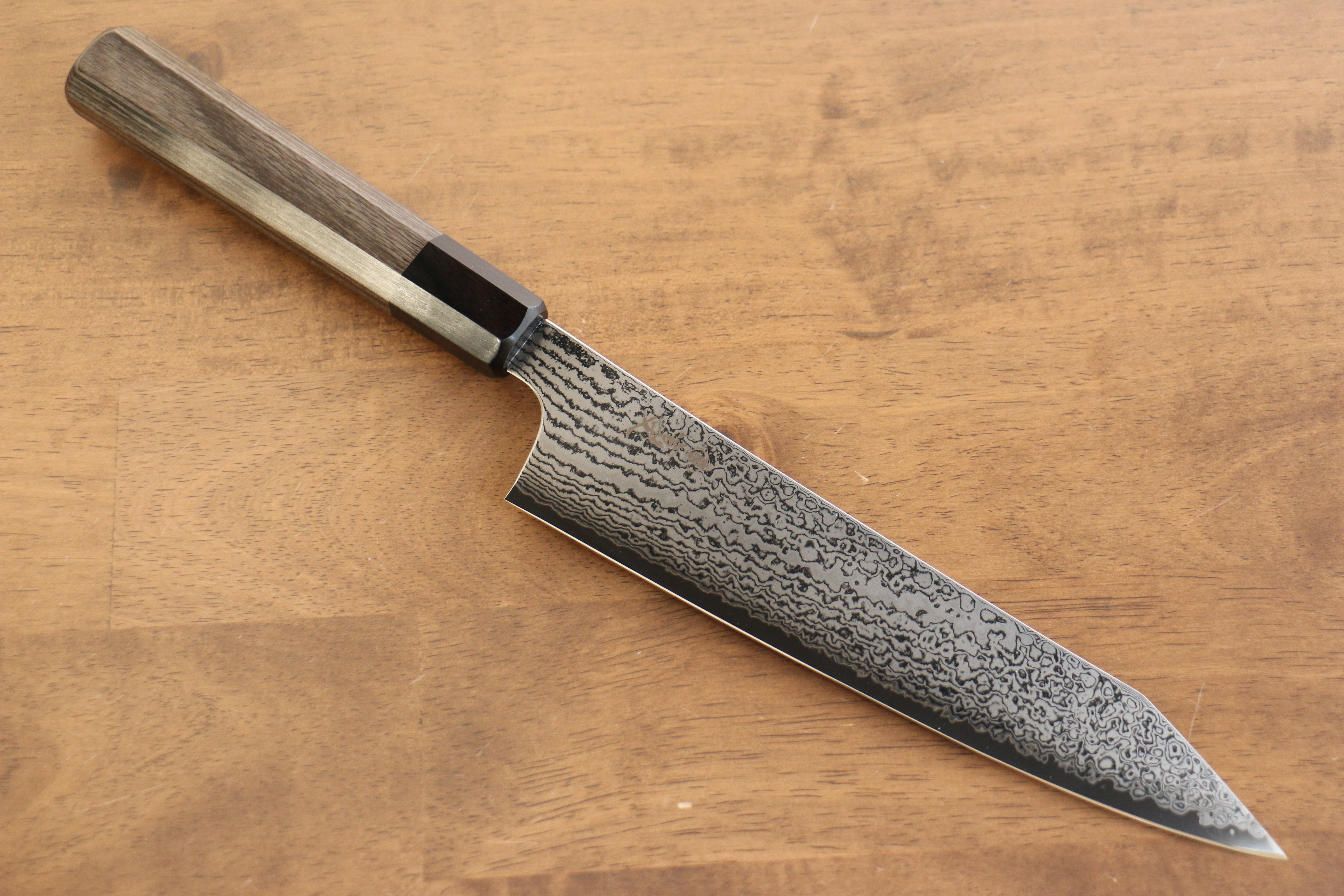 Premium Kanjyo VG10 Damascus Kiritsuke Gyuto 210mm Japanese Chef Knife with Gray Pakka Wood Handle - Perfect for Sushi, Sashimi & Precision Vegetable Cutting