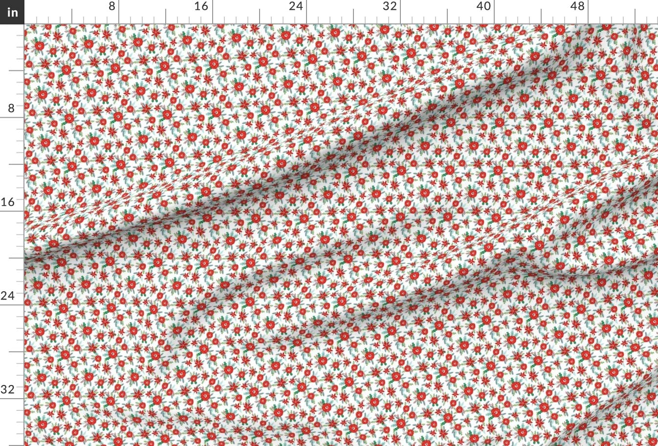 Christmas Floral Fabric - Red Peonies & Poinsettias Printed on Soft Minky Fat Quarter for Sewing Baby Blankets, Quilt Backing & Holiday Decor | Premium Plush Fabric for DIY Crafts & Home Decor