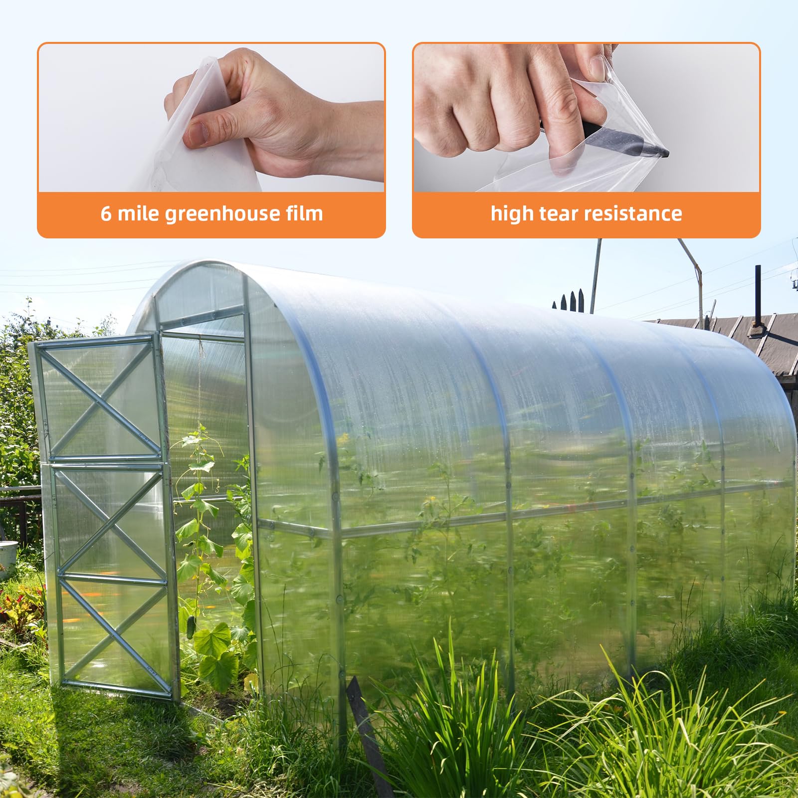25x40 Ft Greenhouse Plastic Sheeting - 6 Mil Clear UV Resistant Polyethylene Film for Hoop House, Farming & Gardening | Durable Replacement Cover for Plant Protection & Season Extension