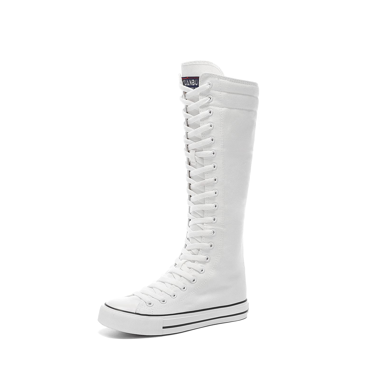 Women's Tall Canvas Lace-Up Knee High Sneakers - Comfortable Fashion Boots for Casual Wear, Walking & Outdoor Activities