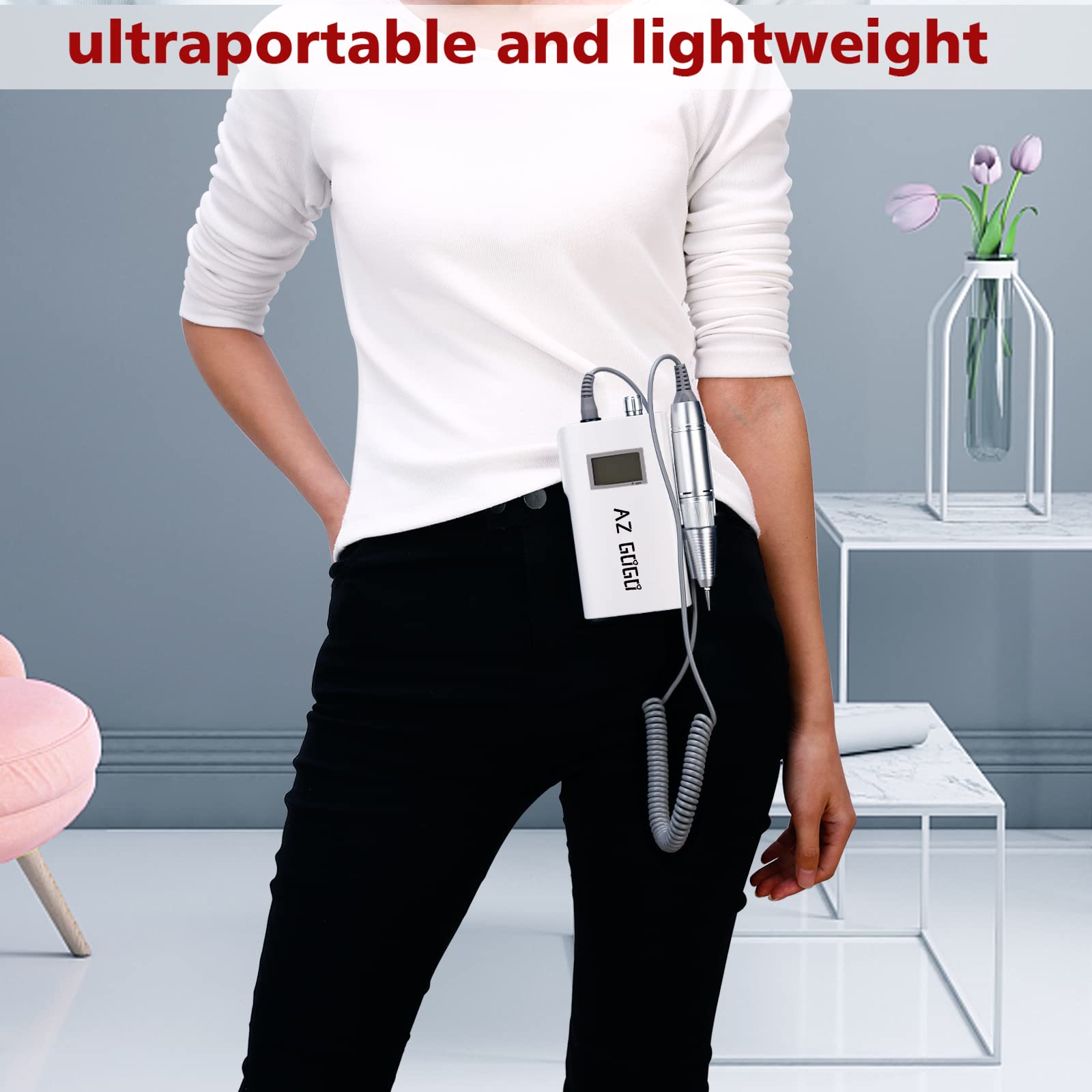 Professional Cordless Nail Drill Machine 30000RPM - AZ GOGO Portable Electric Nail File for Acrylic & Gel Nails with LCD Display | Perfect for Home Salon, Nail Art & Professional Manicures