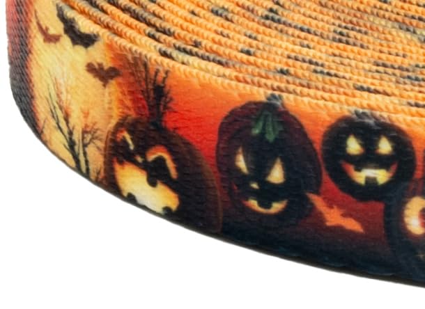 Country Brook Design - Midnight Fright Polyester Webbing for Dog Collars, Pet Leashes & DIY Crafts - Durable Halloween-Themed Nylon Strap for Costume Accessories and Sewing Projects