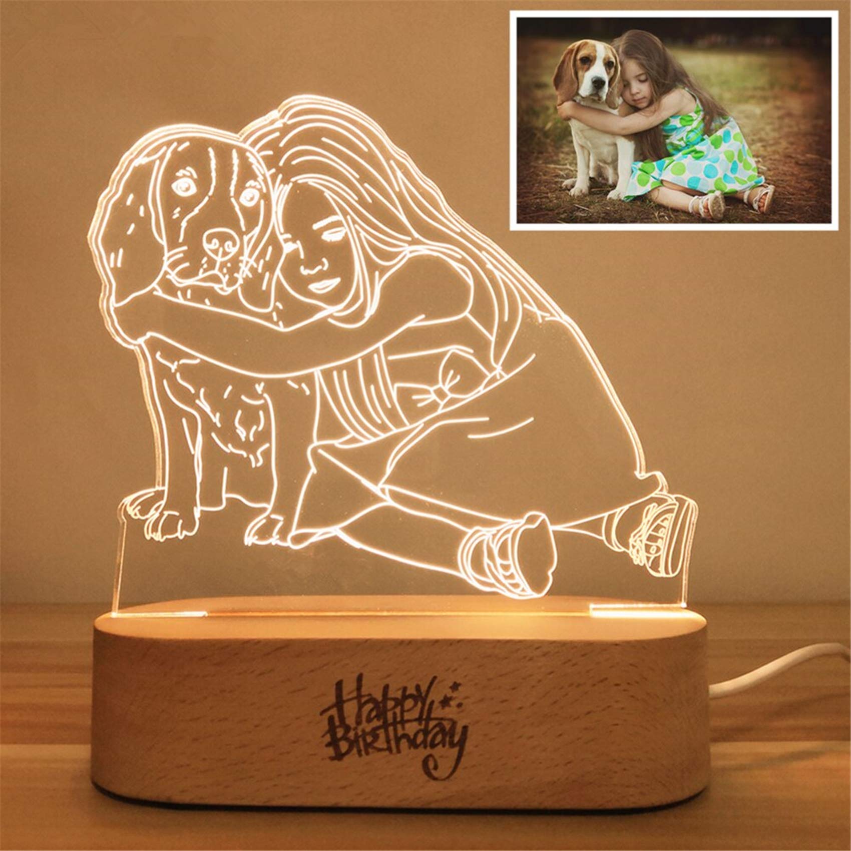 Personalized Custom Photo 3D Lamp with Engraved Text - Unique Anniversary, Wedding & Birthday Gift for Her/Him (2 Colors) | Perfect for Bedroom Decor, Romantic Surprise & Special Occasions