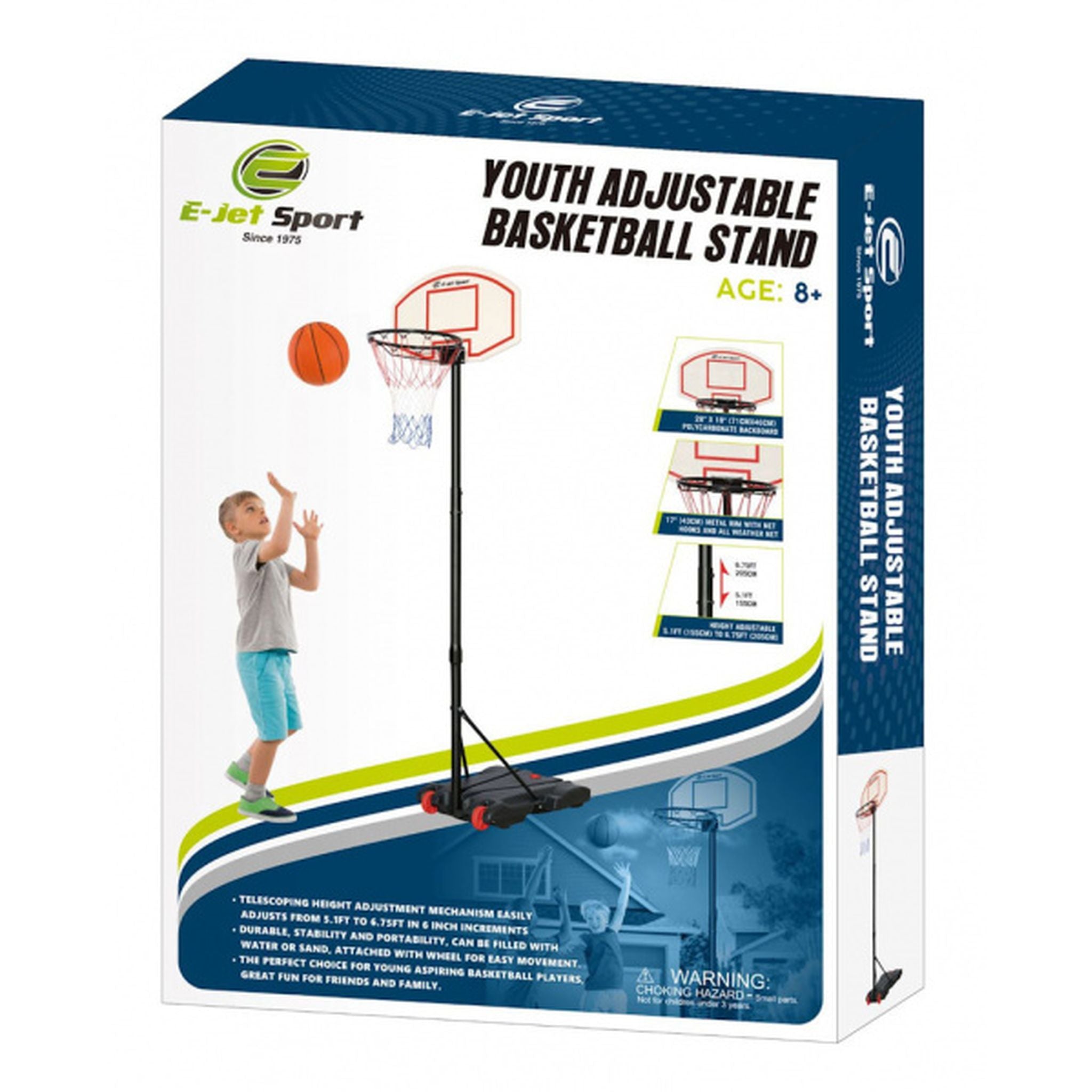 E Jet Youth Portable Basketball Hoop - Adjustable Height 44