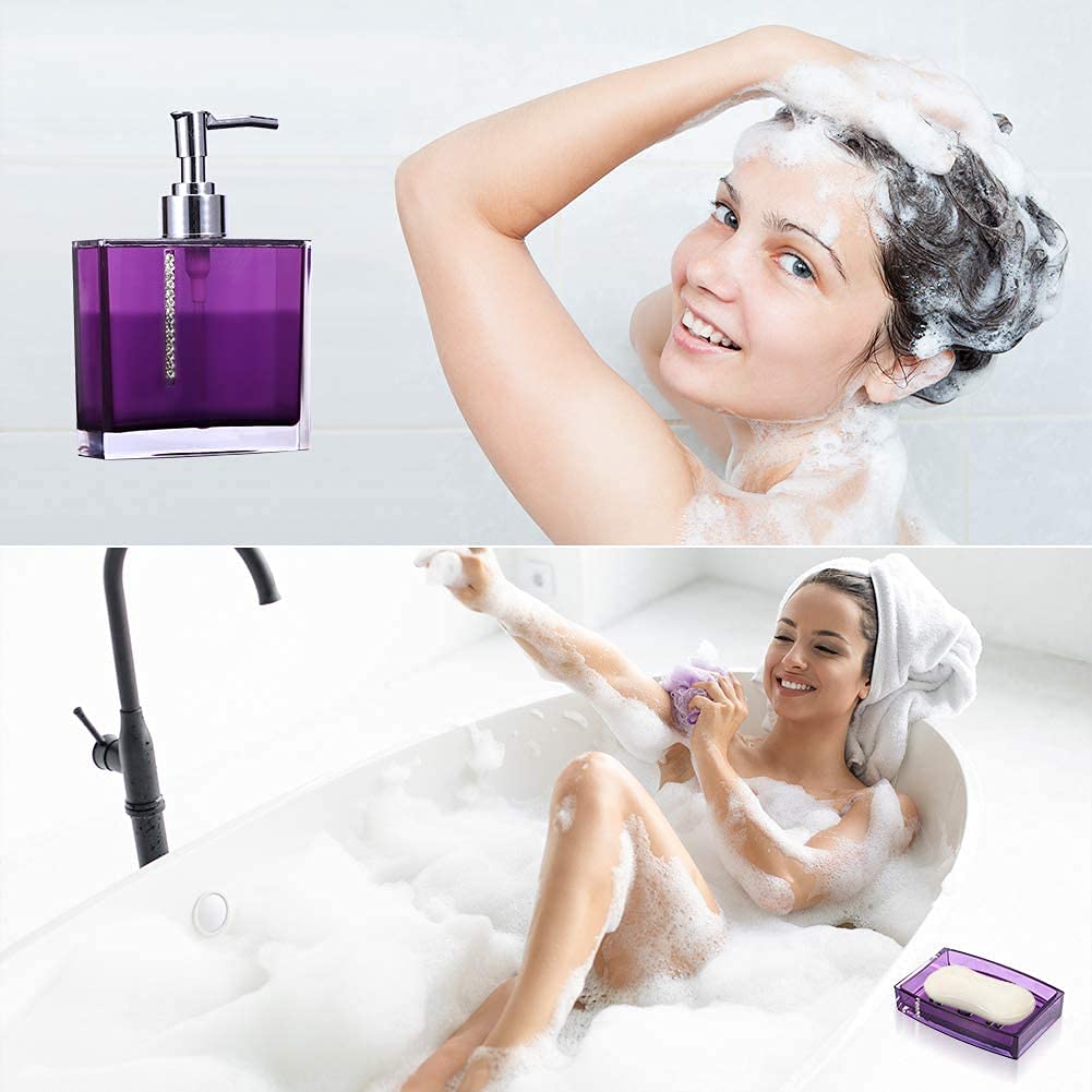 5-Piece Acrylic Bathroom Accessory Set - Soap Dispenser, Toothbrush Holder, Tumbler & Organizer | Modern Home, Hotel & Travel Essentials for Stylish Bathrooms