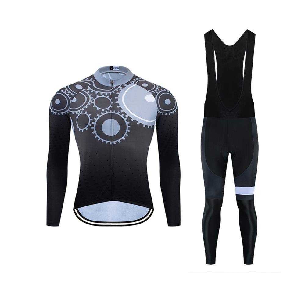 Men's Pro Cycling Jersey Set - Long Sleeve Quick Dry Bike Jacket & Bib Shorts with 9D Padding | High Performance Cycling Gear for Road Biking & Training | Perfect for Commuting, Racing & Outdoor Sports