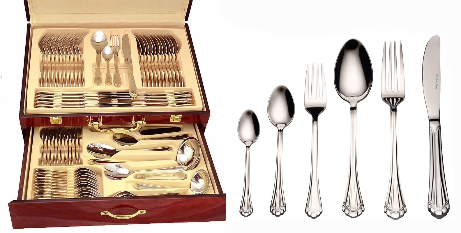 75-Piece Flatware Set for 12 - Premium 18/10 Surgical Stainless Steel Silverware Cutlery with Wooden Storage Chest - Elegant Dinnerware for Hosting, Weddings & Formal Dining