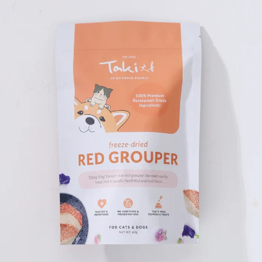 Premium Freeze-Dried Red Grouper Fish Treats for Dogs & Cats - High Protein, Grain-Free, All-Natural Pet Snacks for Training, Rewards & Dental Health