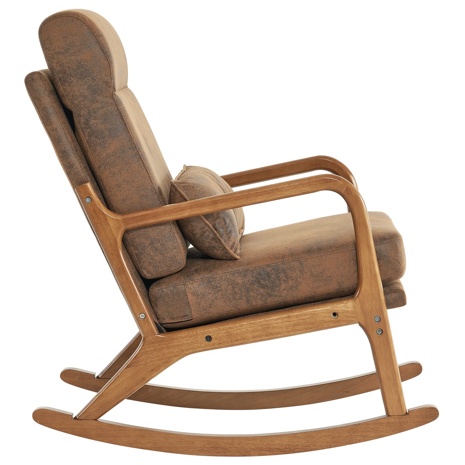 SEALAMB Rocking Chair with Lumbar Support - Nursery Glider Rocker for Moms & Seniors, High Back Comfort Armchair for Living Room, Bedroom - Perfect for Nursing, Reading & Relaxation
