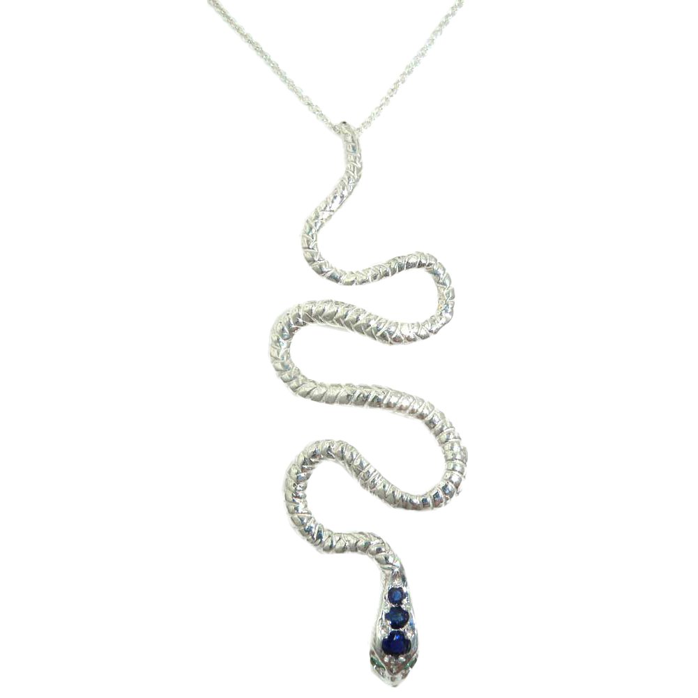 925 Sterling Silver Snake Pendant Necklace with Natural Sapphire & Emerald - Elegant Jewelry Gift for Women, Perfect for Parties, Weddings & Special Occasions