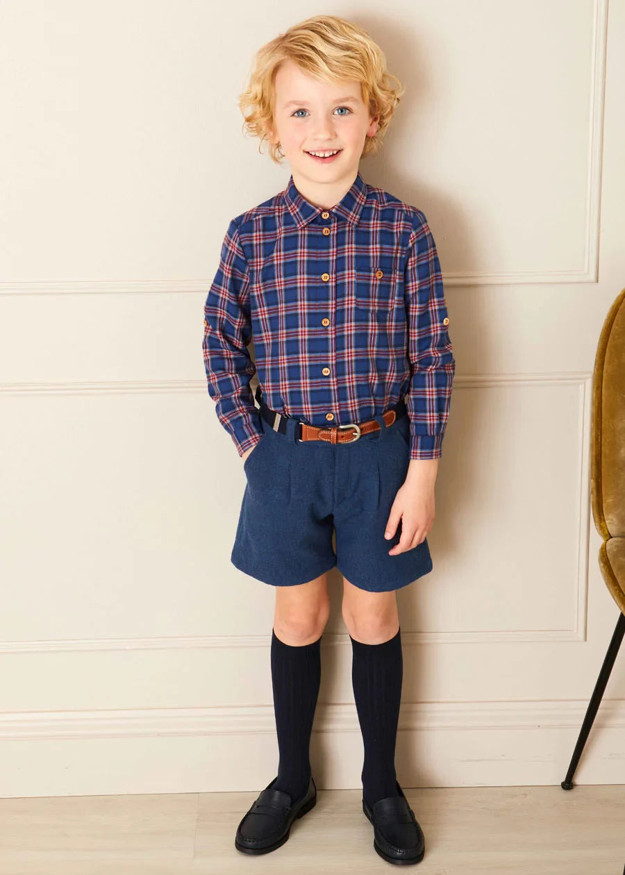 Classic Navy Fair Isle Merino Wool Sweater for Boys - Warm Winter Knit Pullover for School & Outdoor Activities